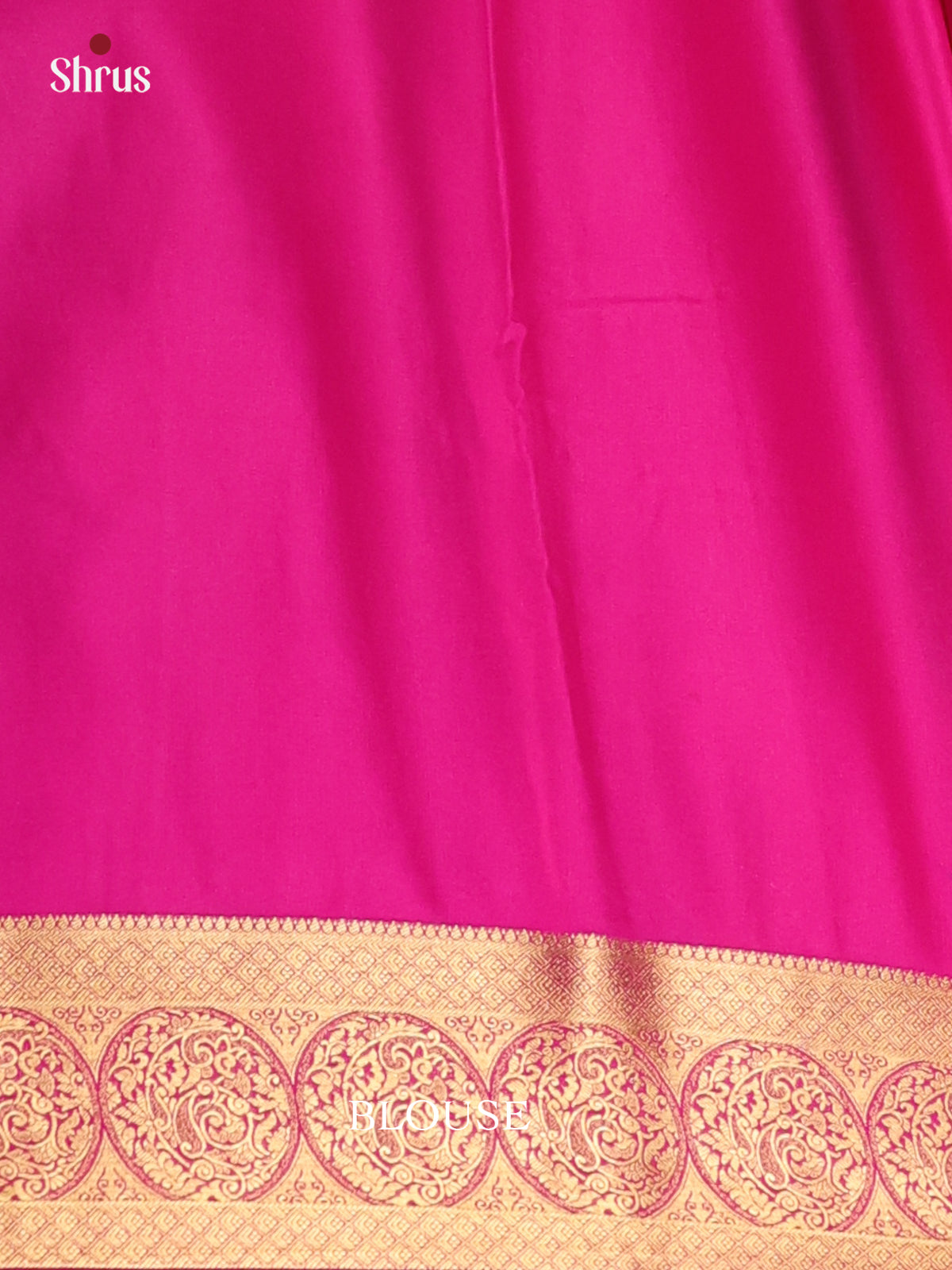 Green & Pink - Semi Mysoresilk Saree