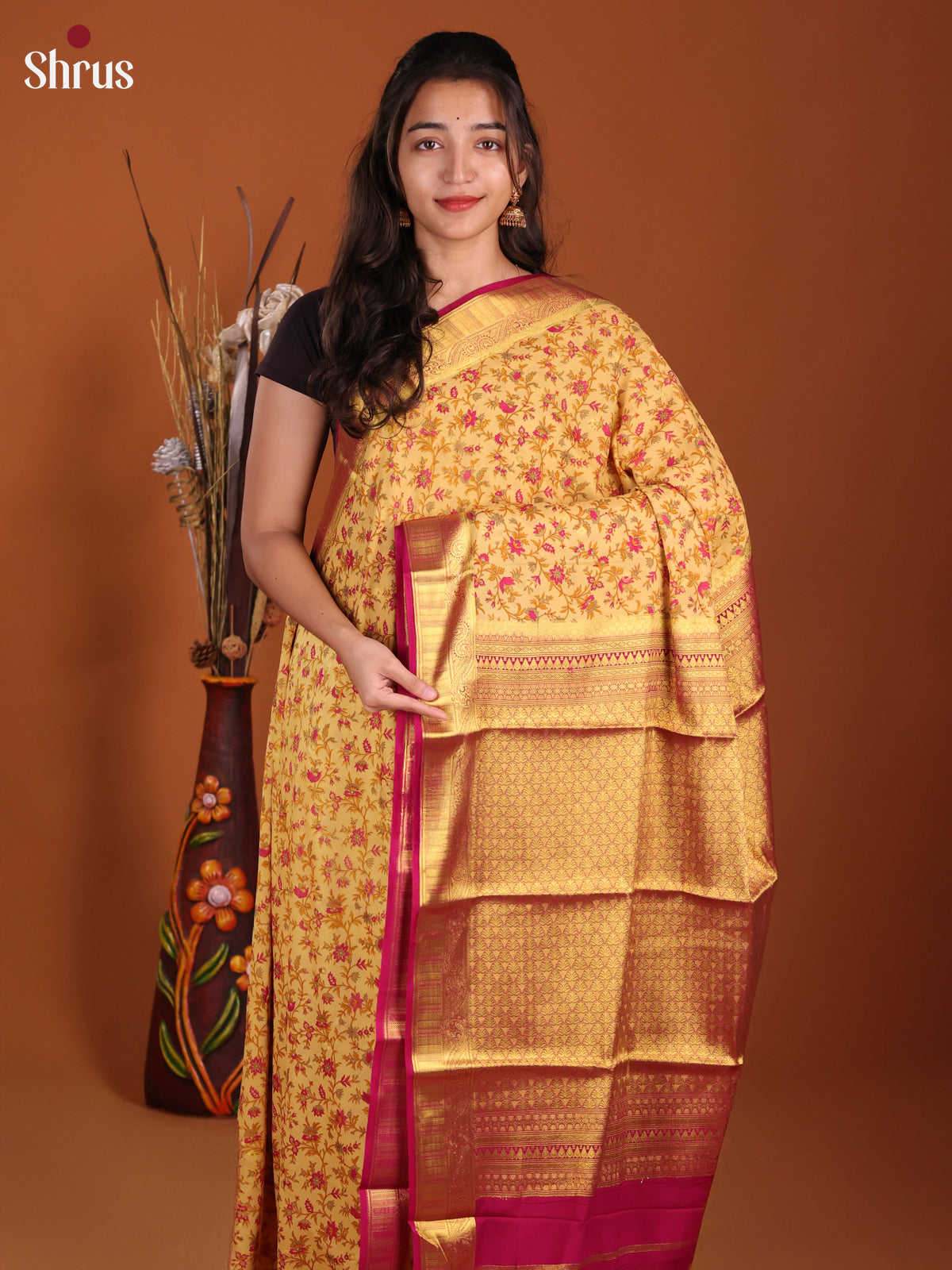 DJS23433 - Semi Mysoresilk Saree - Shop on Shrus.com