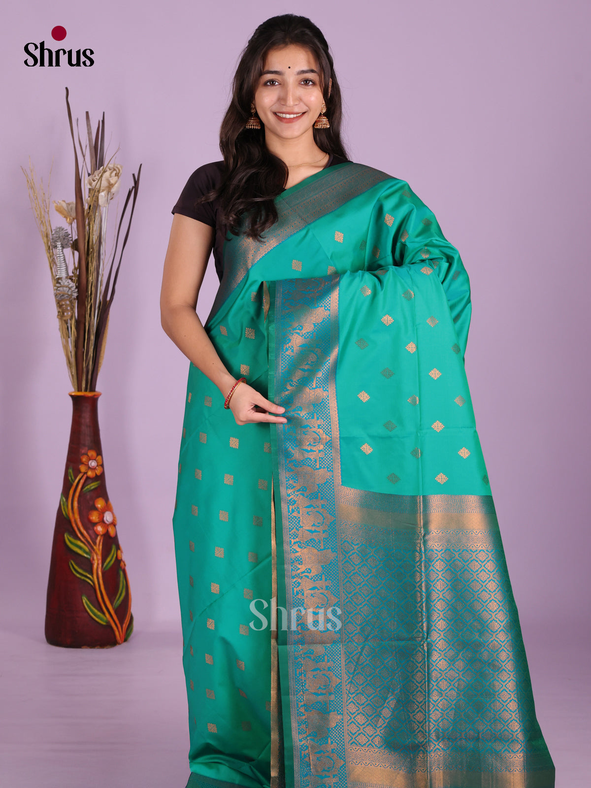 Green & Blue- Semi Softsilk Saree