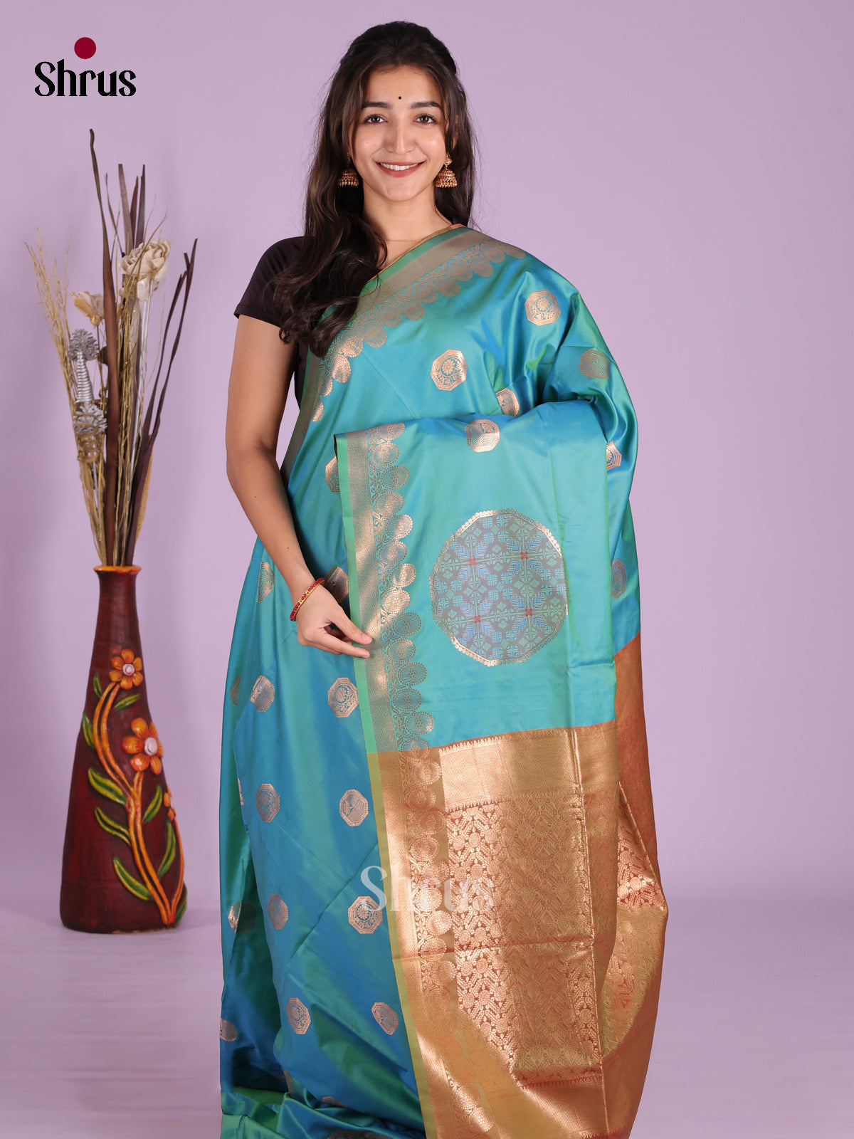 Green & Brick - Semi Softsilk Saree