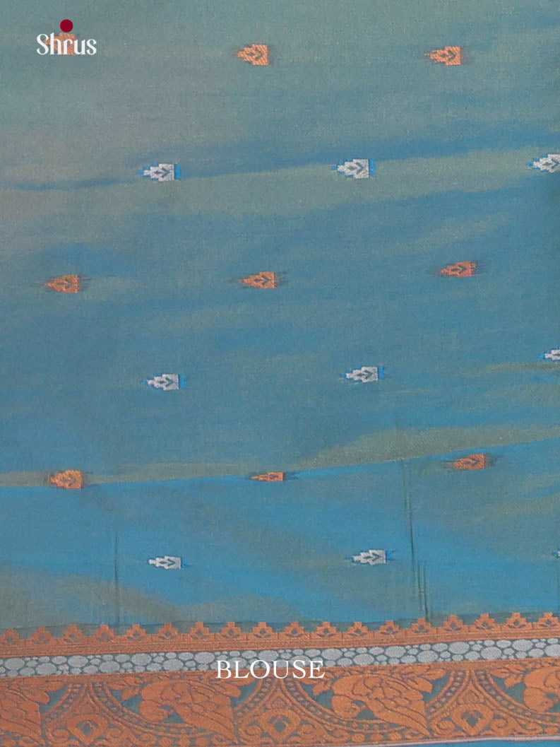 Orange & Green - Semi Softsilk Saree