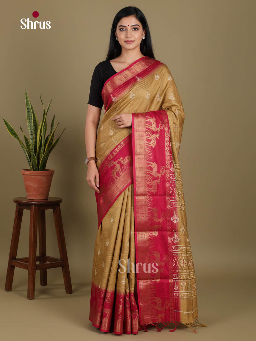 Chutney Green & Maroon - Semi Dola silk Saree