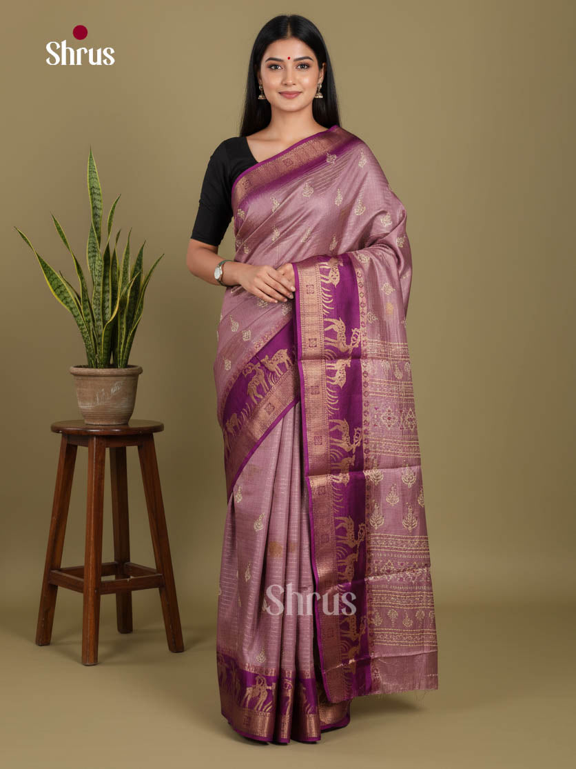 Mild Lavender & Purple - Semi Dola silk Saree