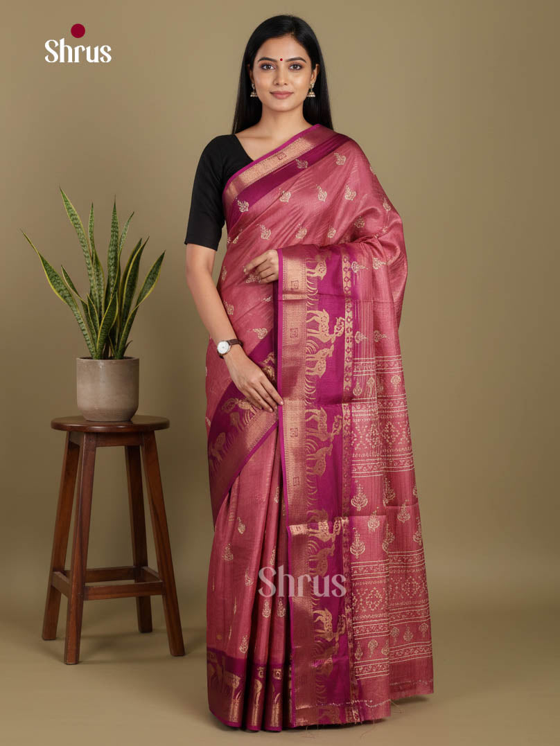Onion Peel & Maroon - Semi Dola silk Saree