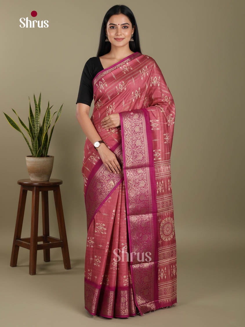 Onion Peel & Maroon- Semi Dola silk Saree