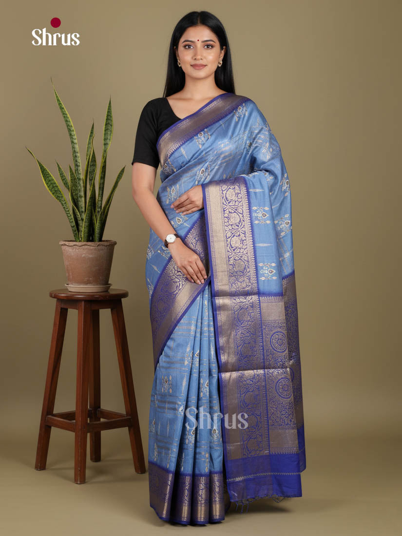 Blue - Semi Dola silk Saree