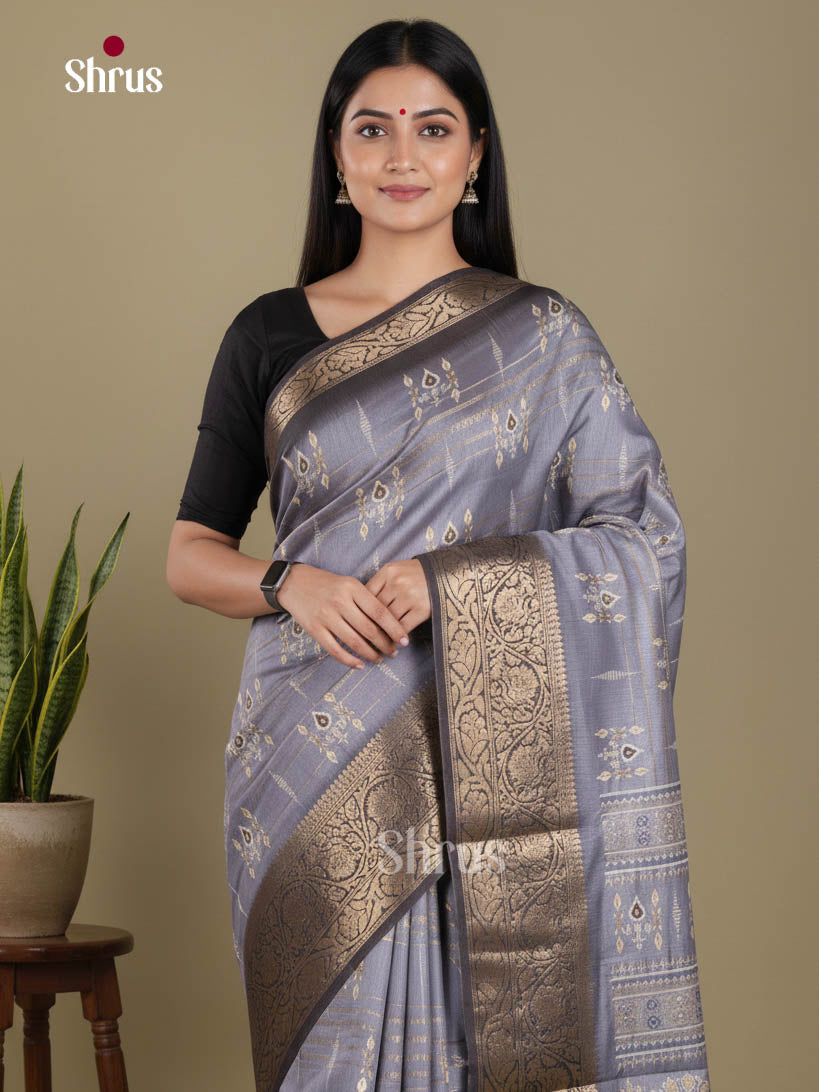 Grey- Semi Dola silk Saree