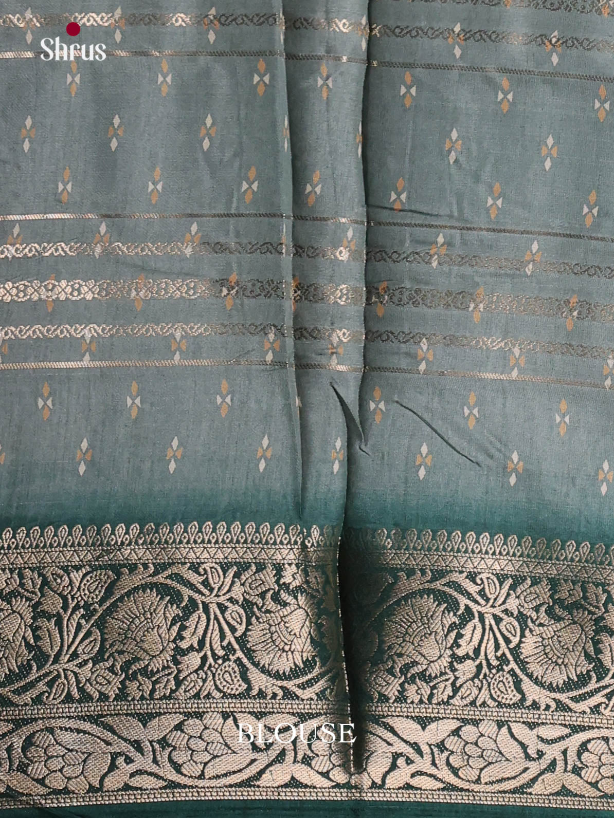 Greyish Blue & Blue- Semi Dola silk Saree