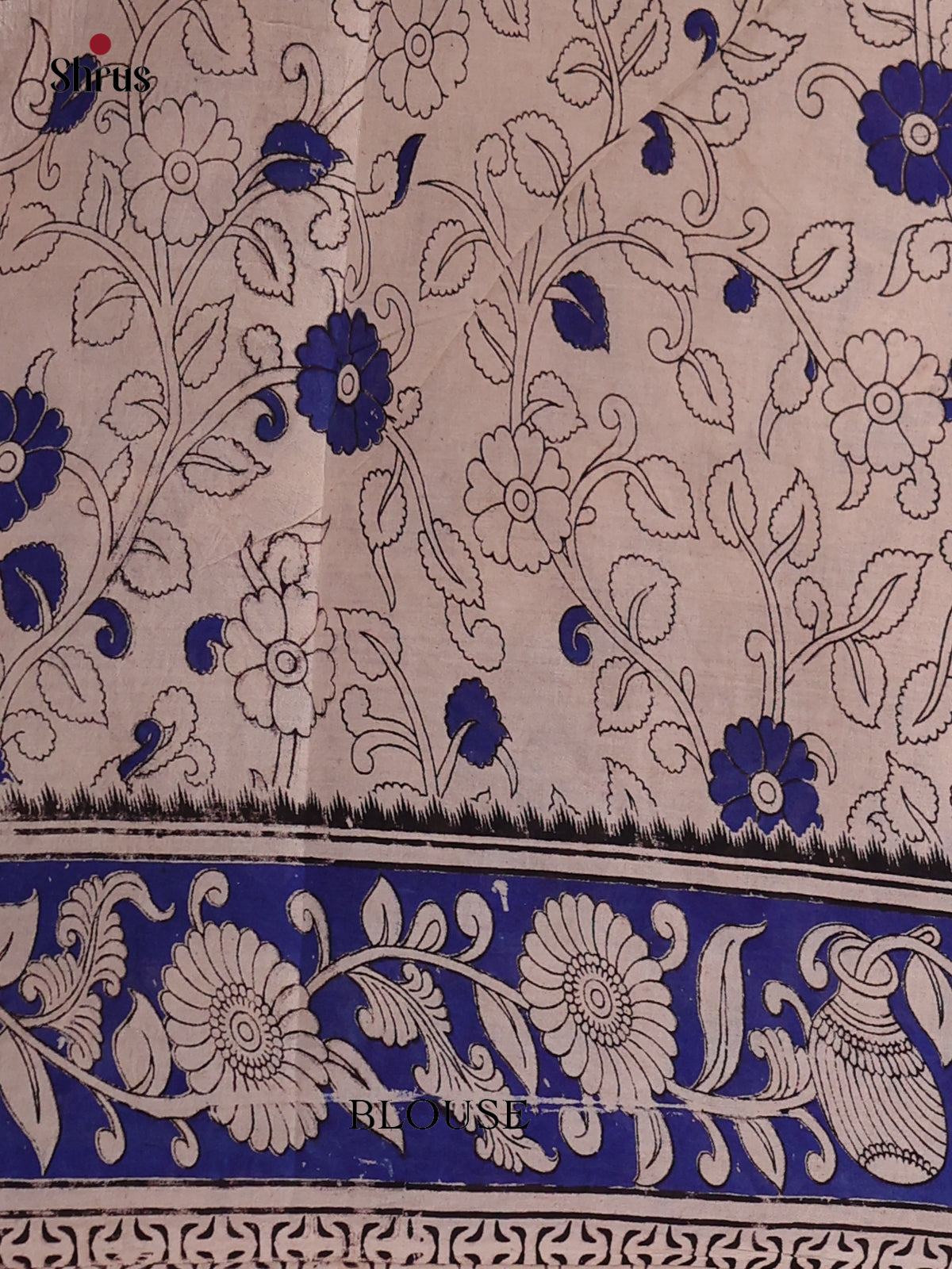 Mehandi & Blue - kalamkari-cotton Saree