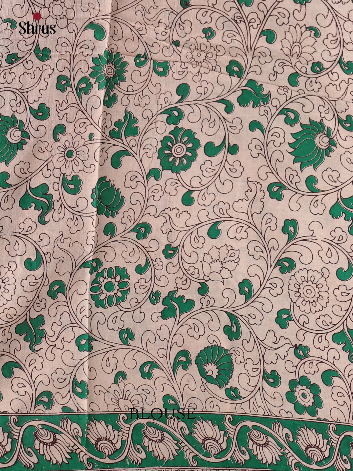 Cream & Green - kalamkari-cotton Saree