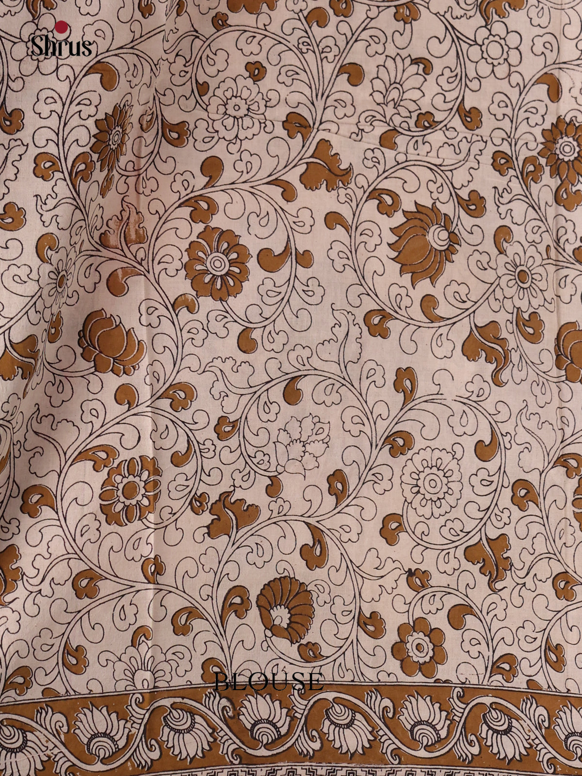 Cream & Mehandi - kalamkari-cotton Saree