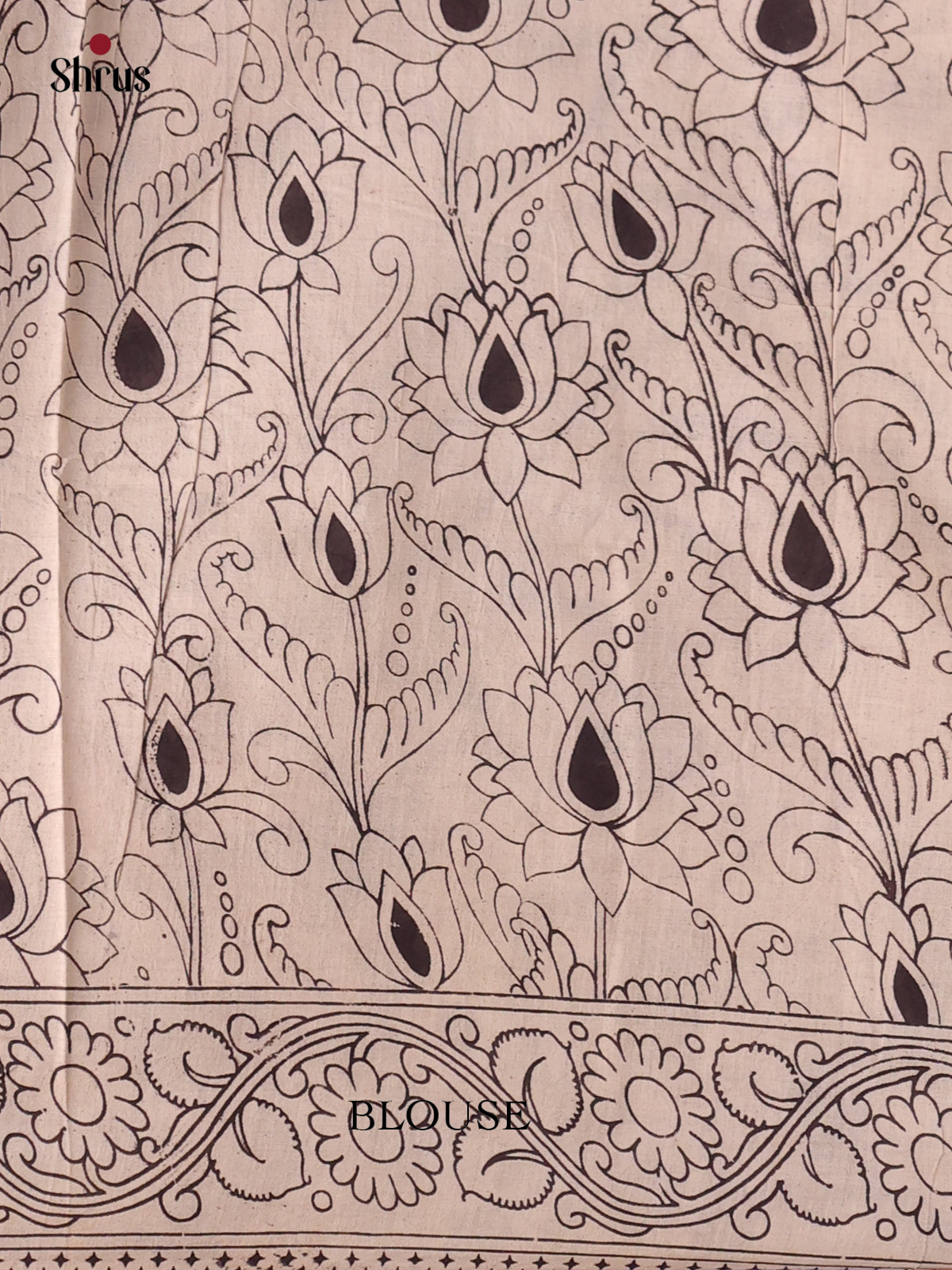 Mehandi & Cream - kalamkari-cotton Saree