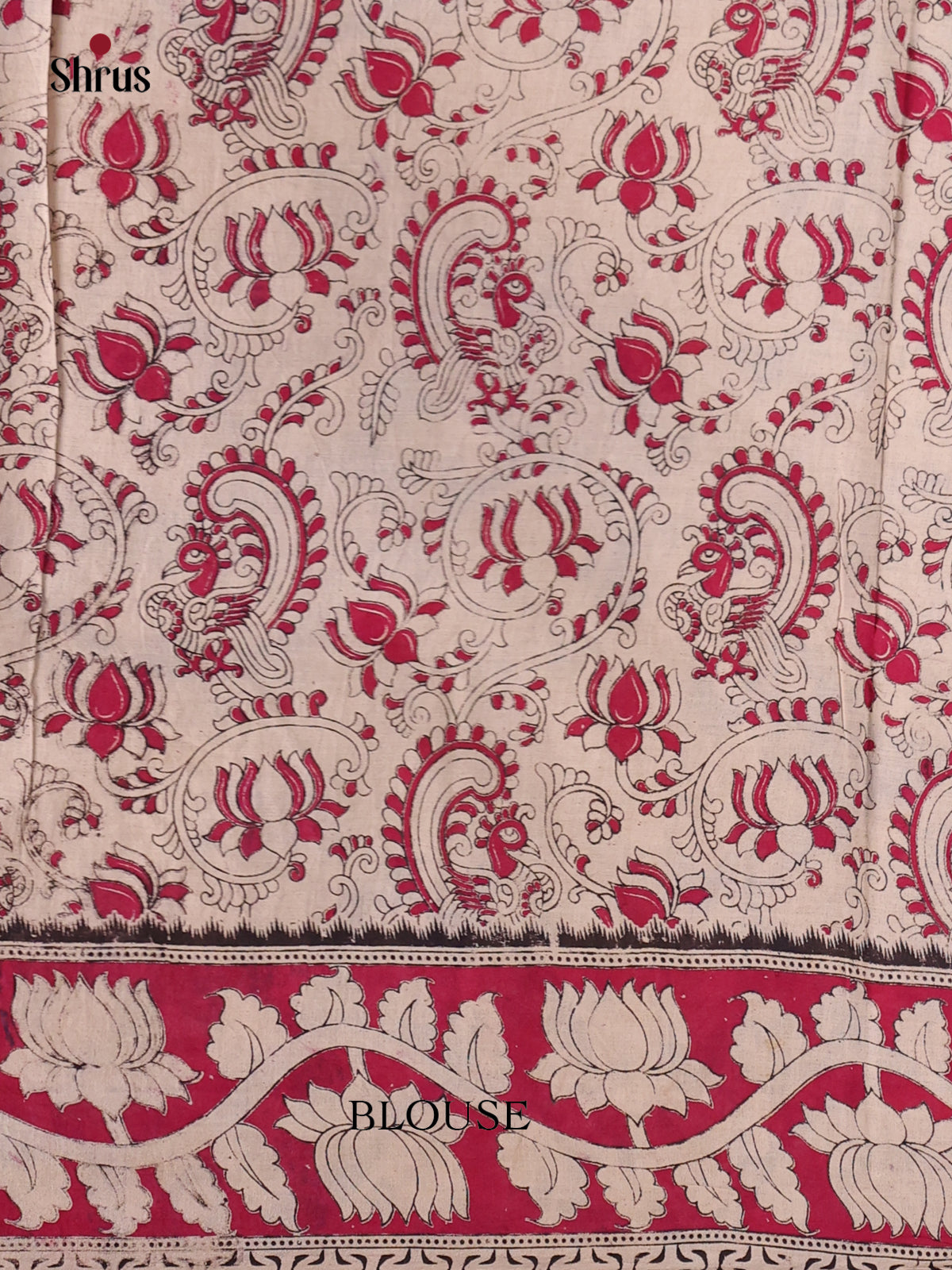 Blue & Red - kalamkari-cotton Saree