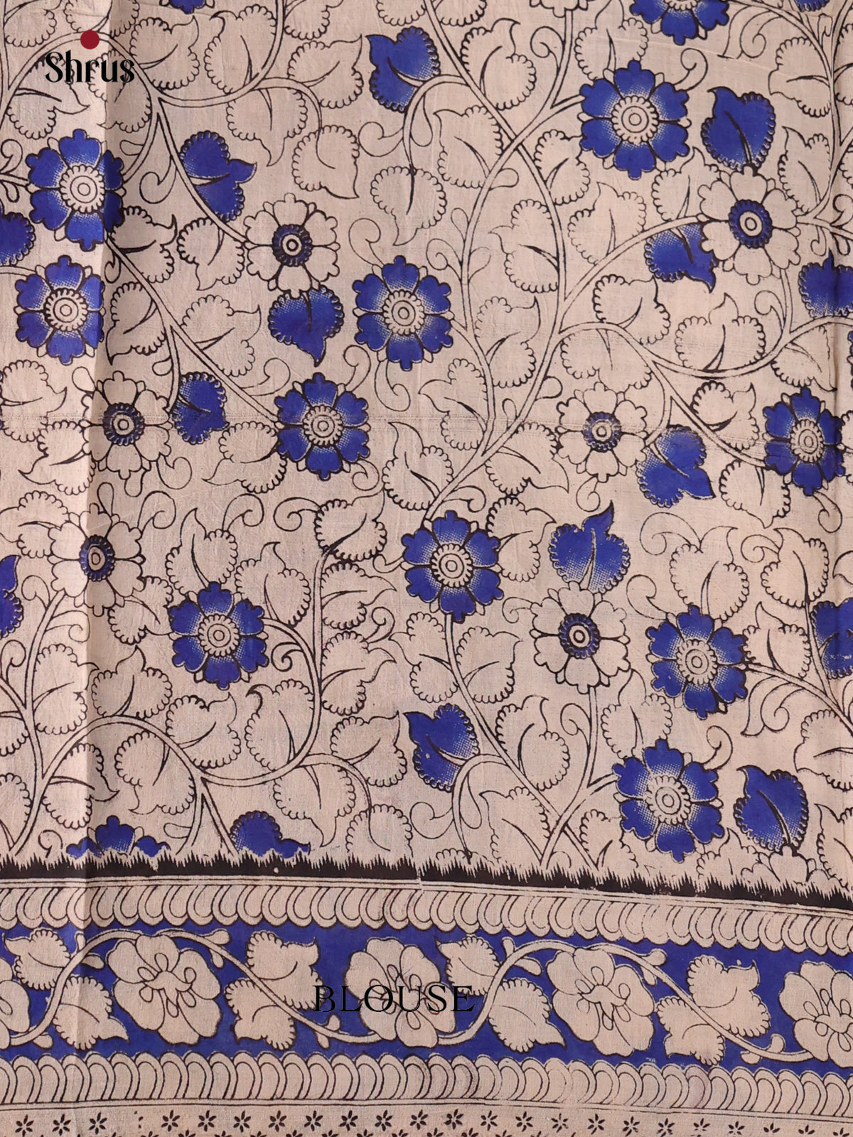Blue & Cream - kalamkari-cotton Saree