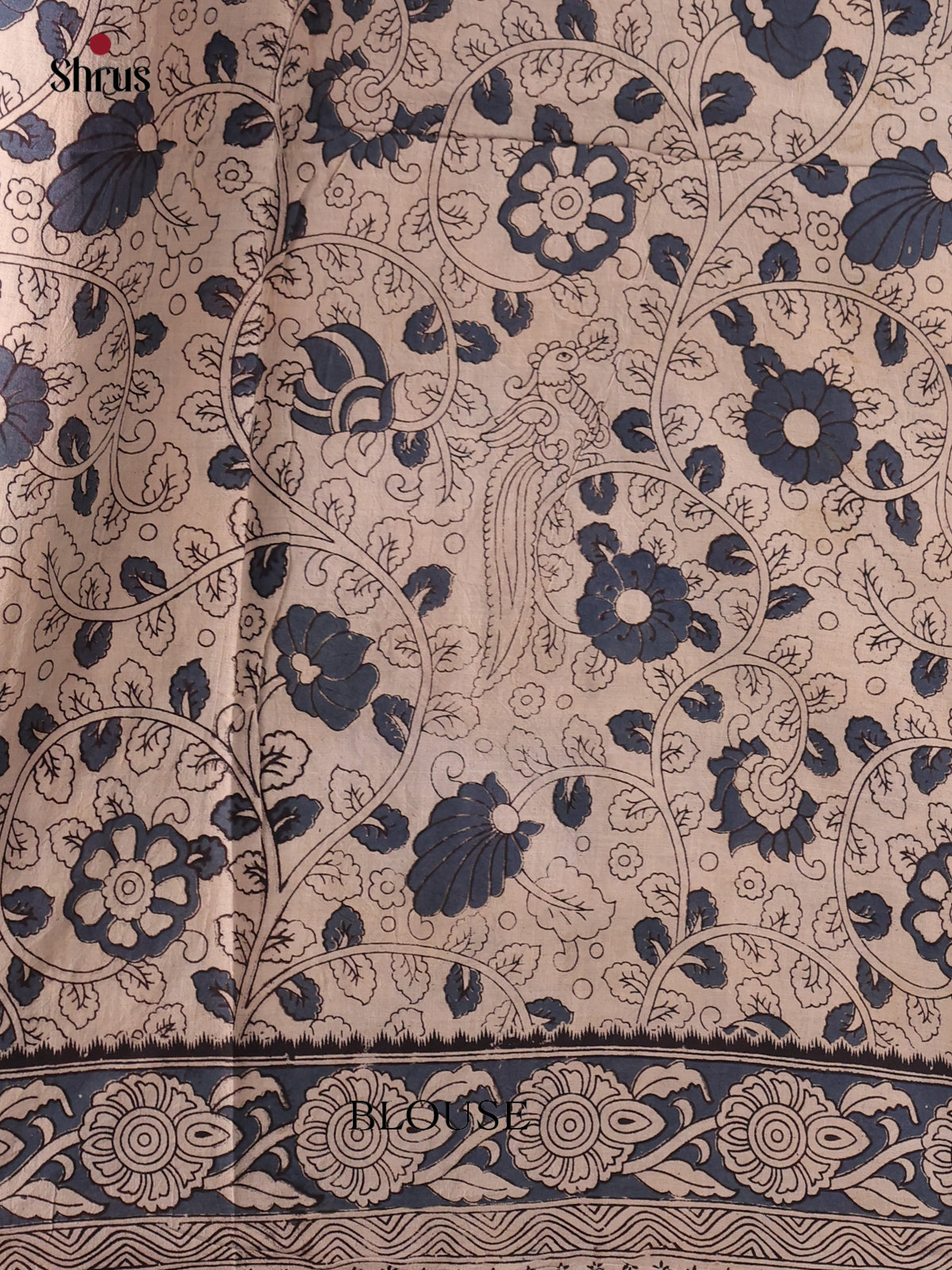 Blue & Grey - kalamkari-cotton Saree