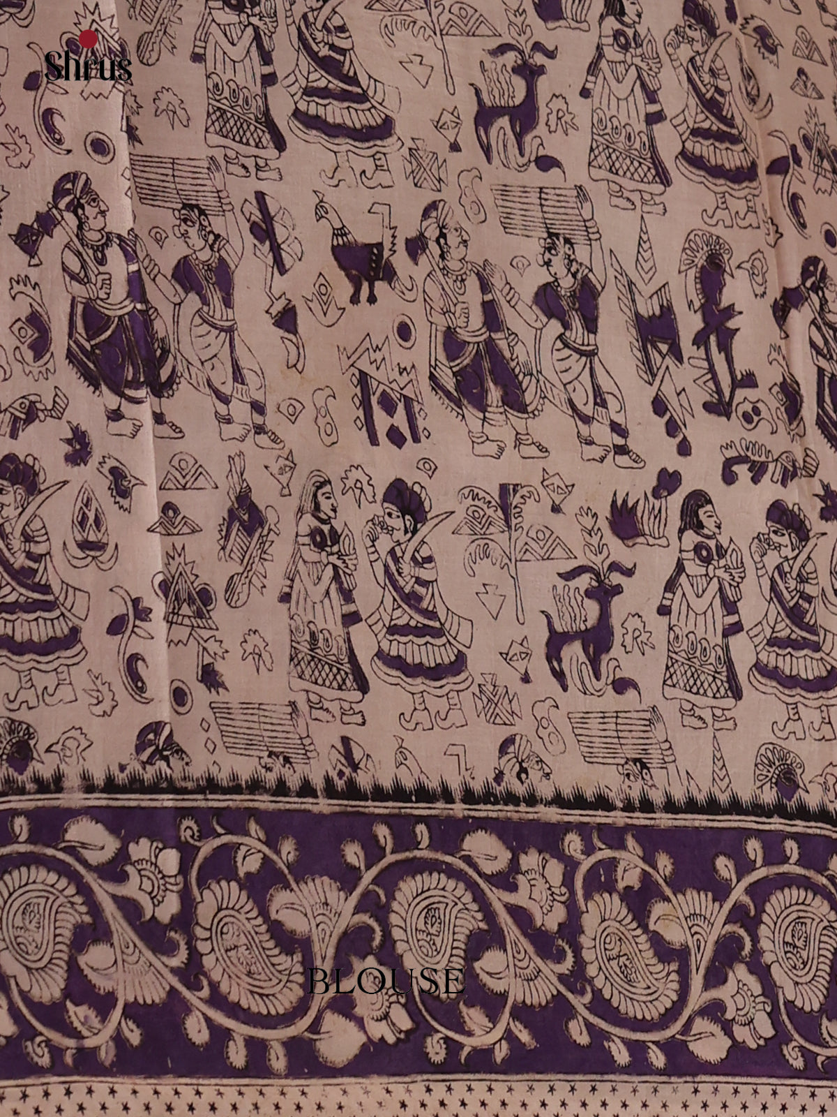 Mehandi & Cream - kalamkari-cotton Saree