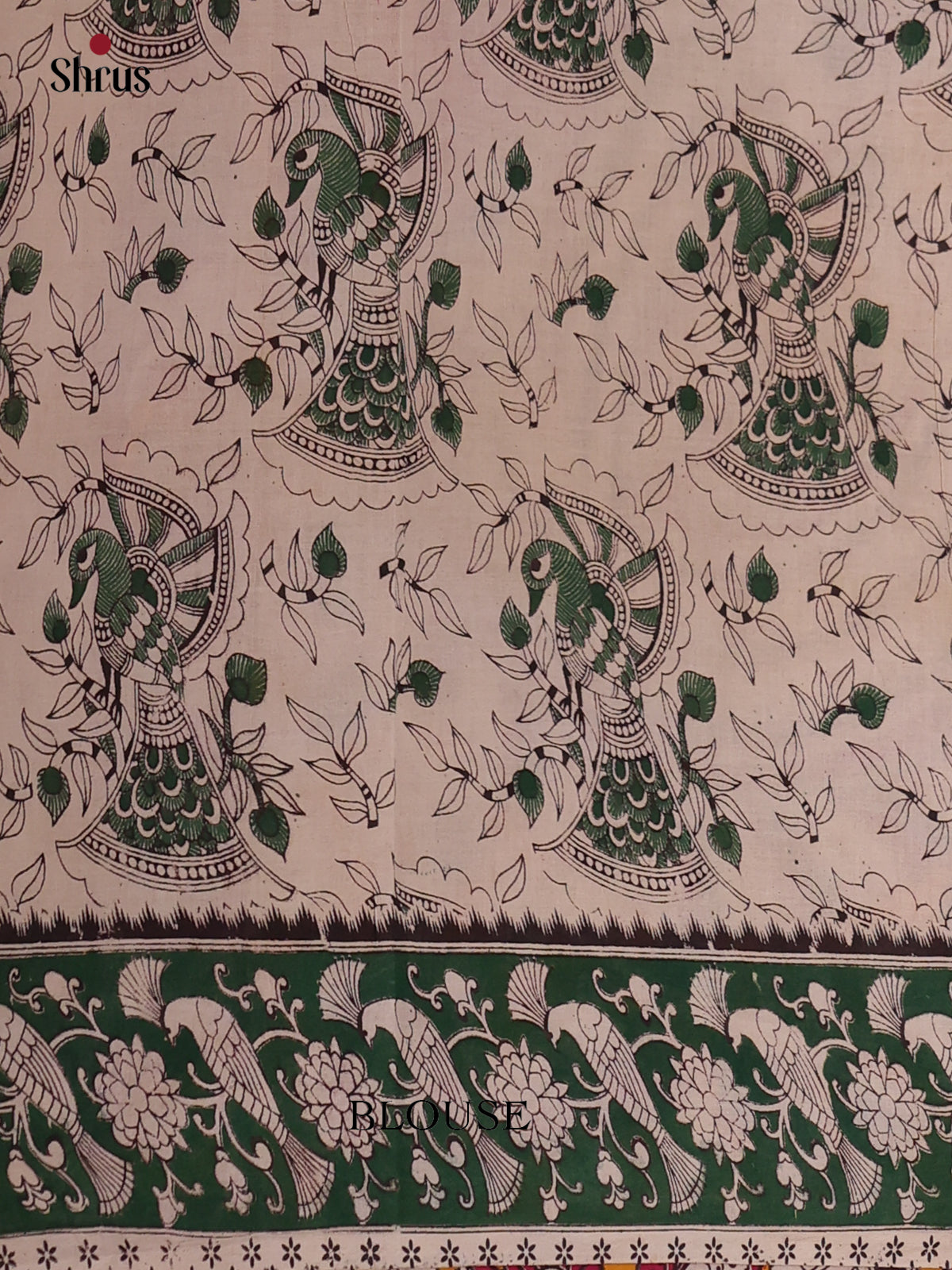 Cream & Green- kalamkari-cotton Saree
