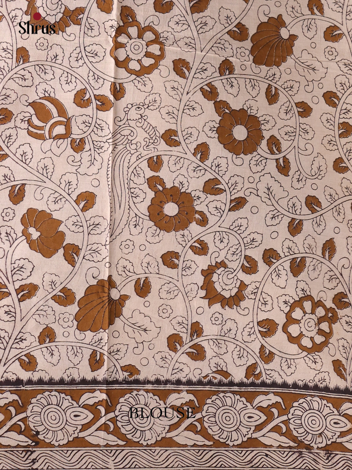 Lime Green & Brown - kalamkari-cotton Saree