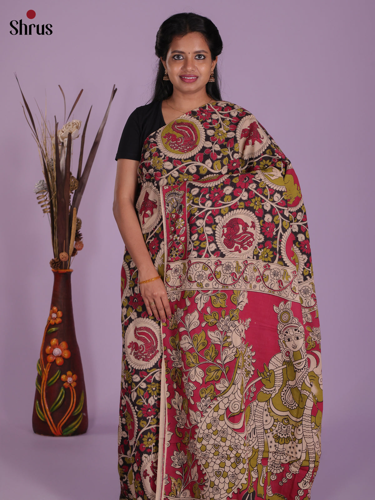 Green & Pink - kalamkari-cotton Saree