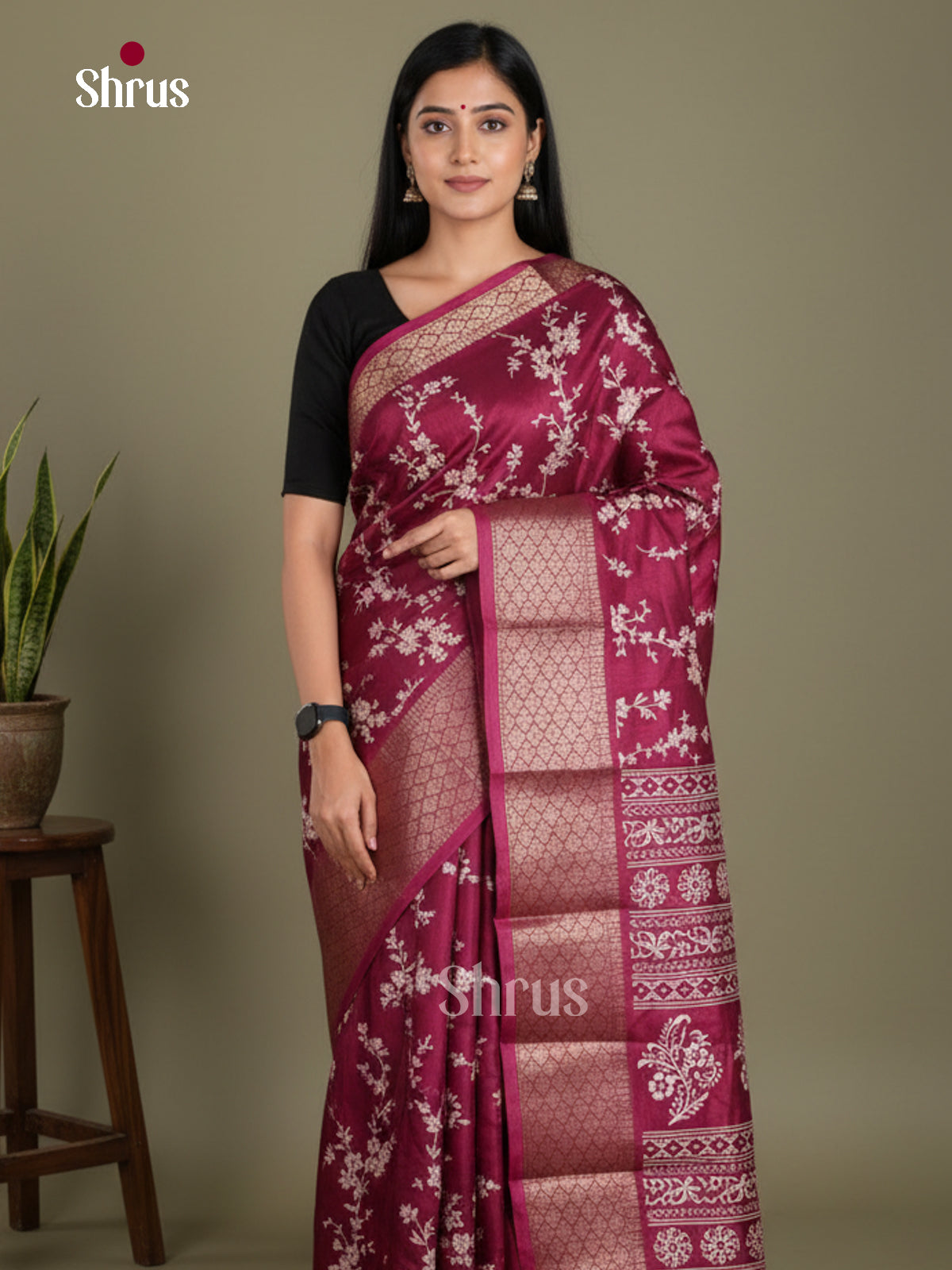 DJS24136 - Semi Crepe Saree - Shop on Shrus.com