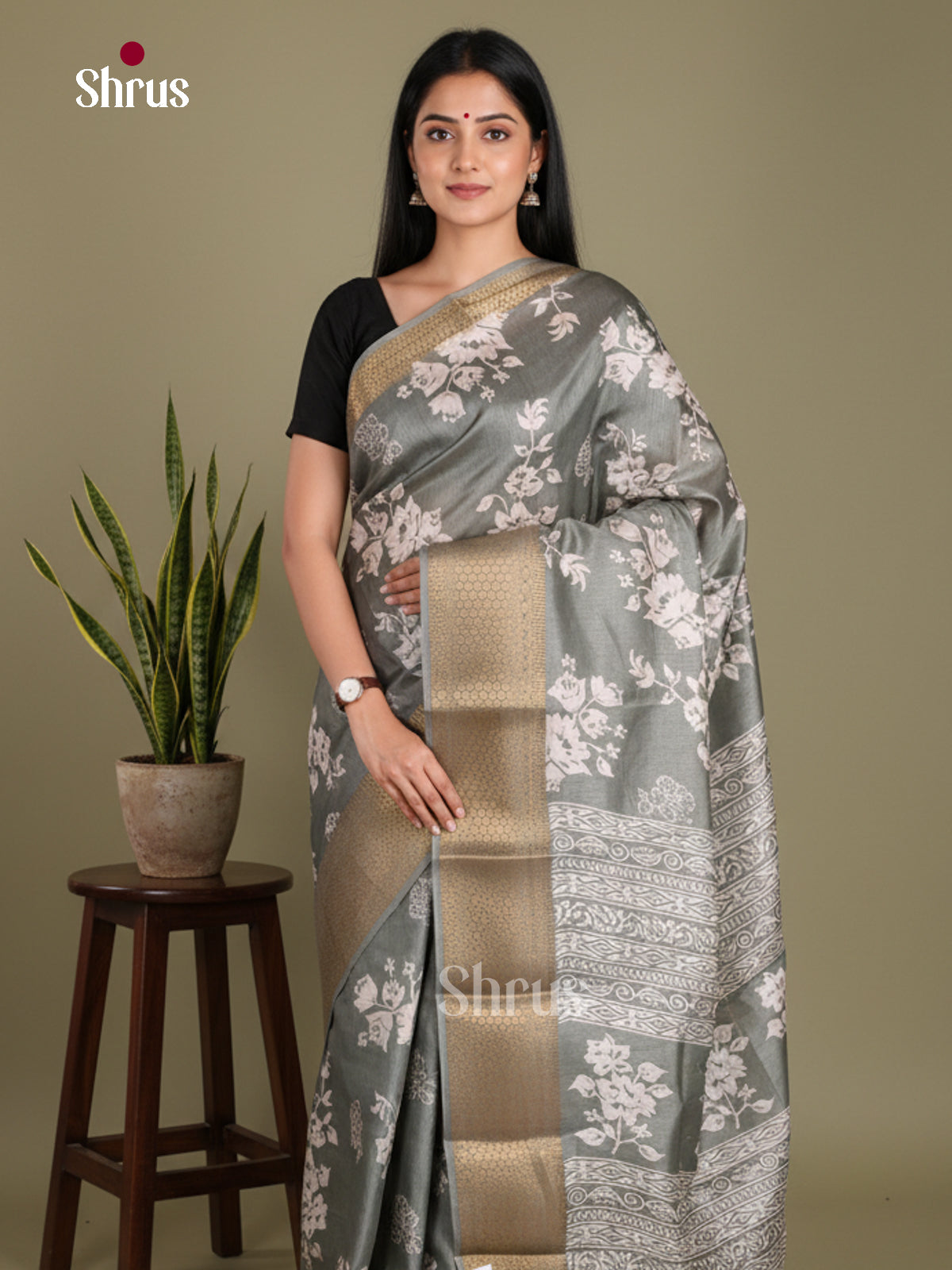 DJS24148 - Semi Crepe Saree - Shop on Shrus.com