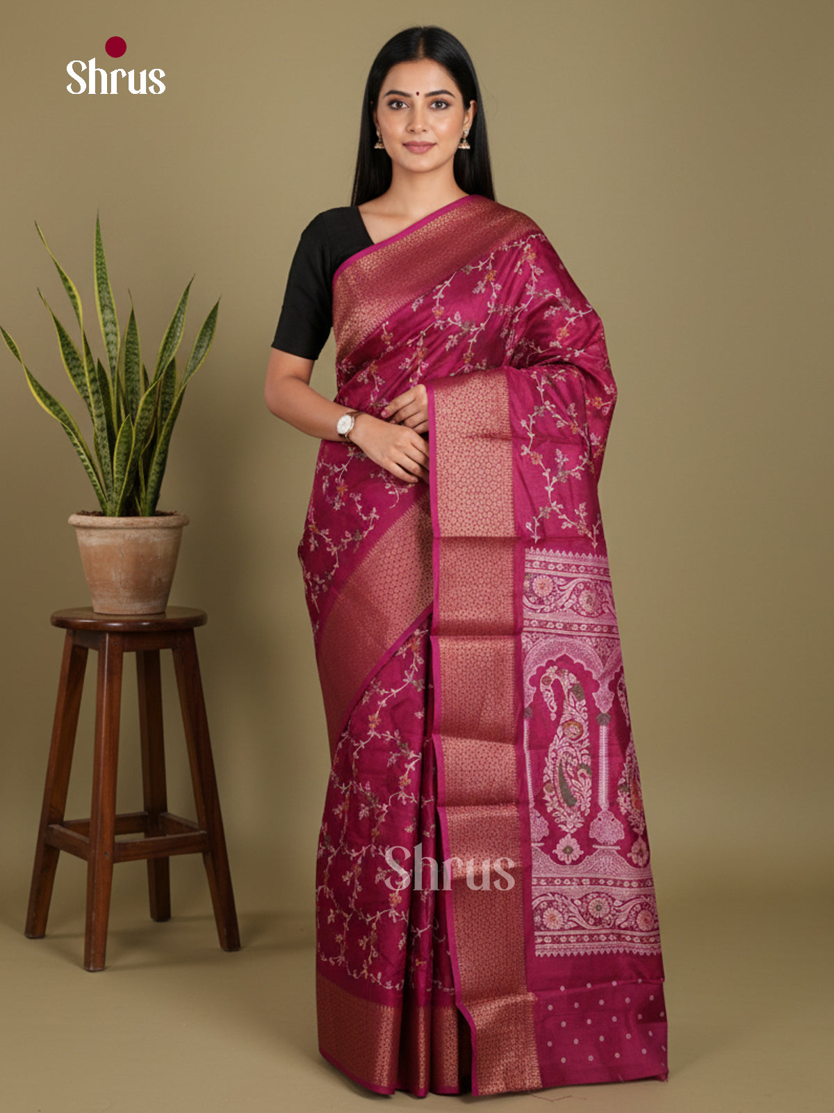 DJS24161 - Semi Crepe Saree - Shop on Shrus.com