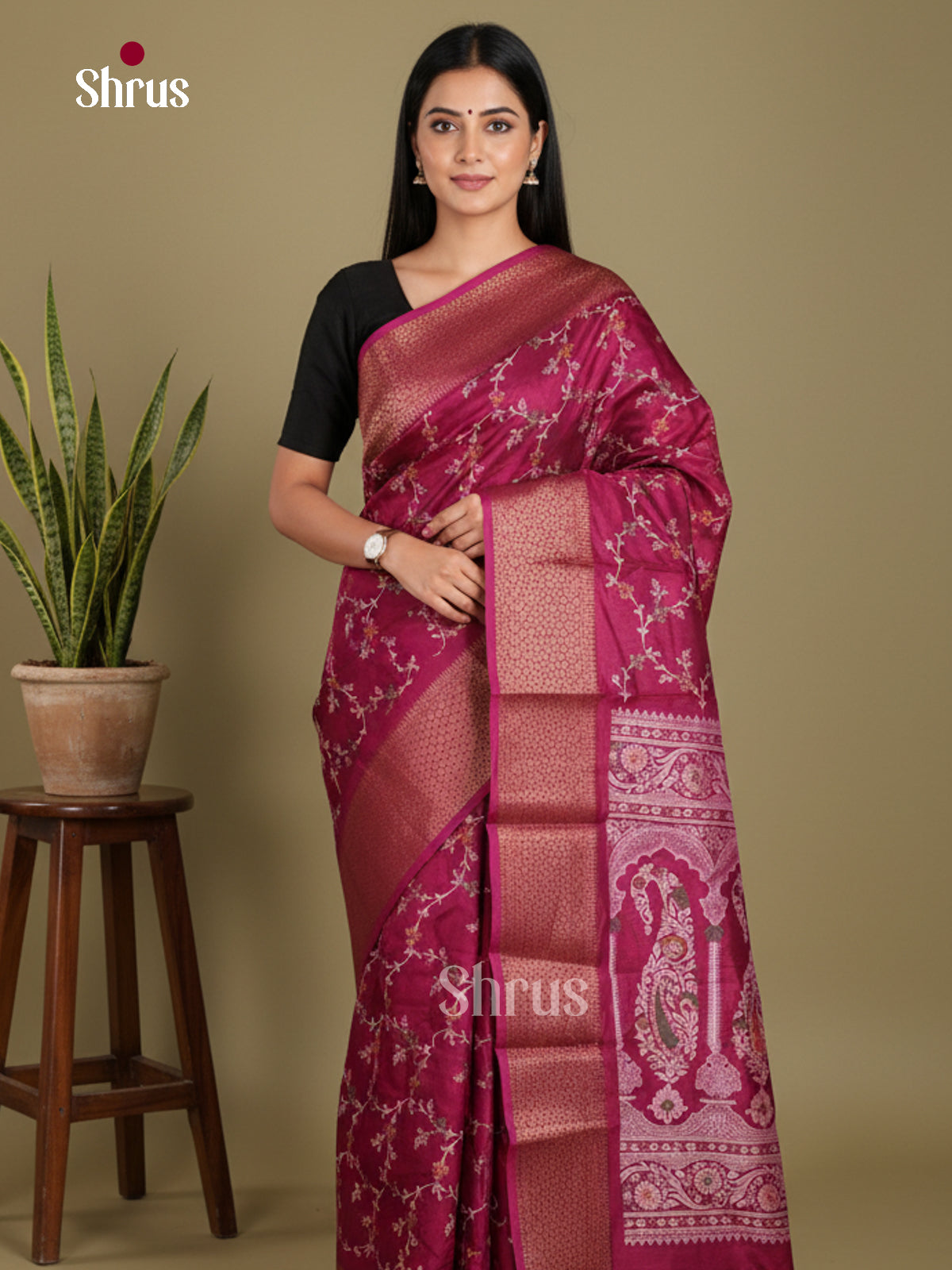 DJS24161 - Semi Crepe Saree - Shop on Shrus.com