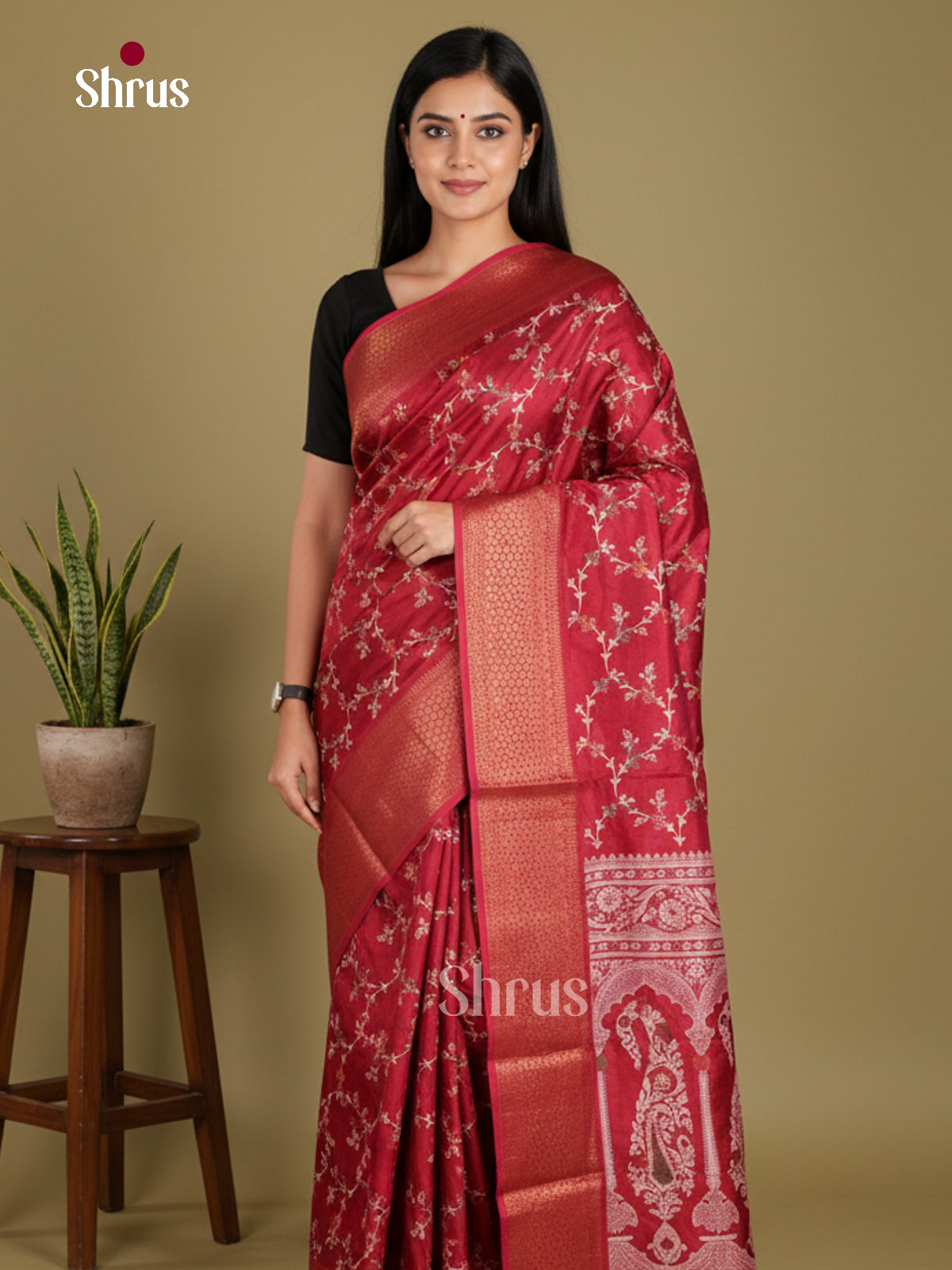 DJS24163 - Semi Crepe Saree - Shop on Shrus.com