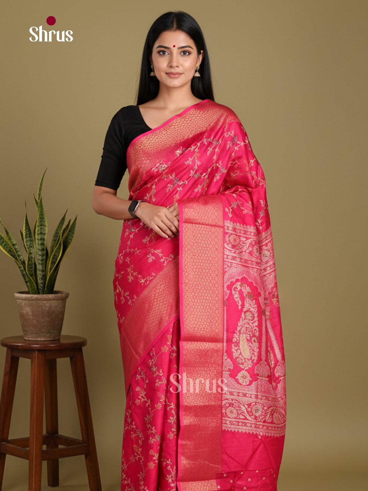 DJS24165 - Semi Crepe Saree - Shop on Shrus.com