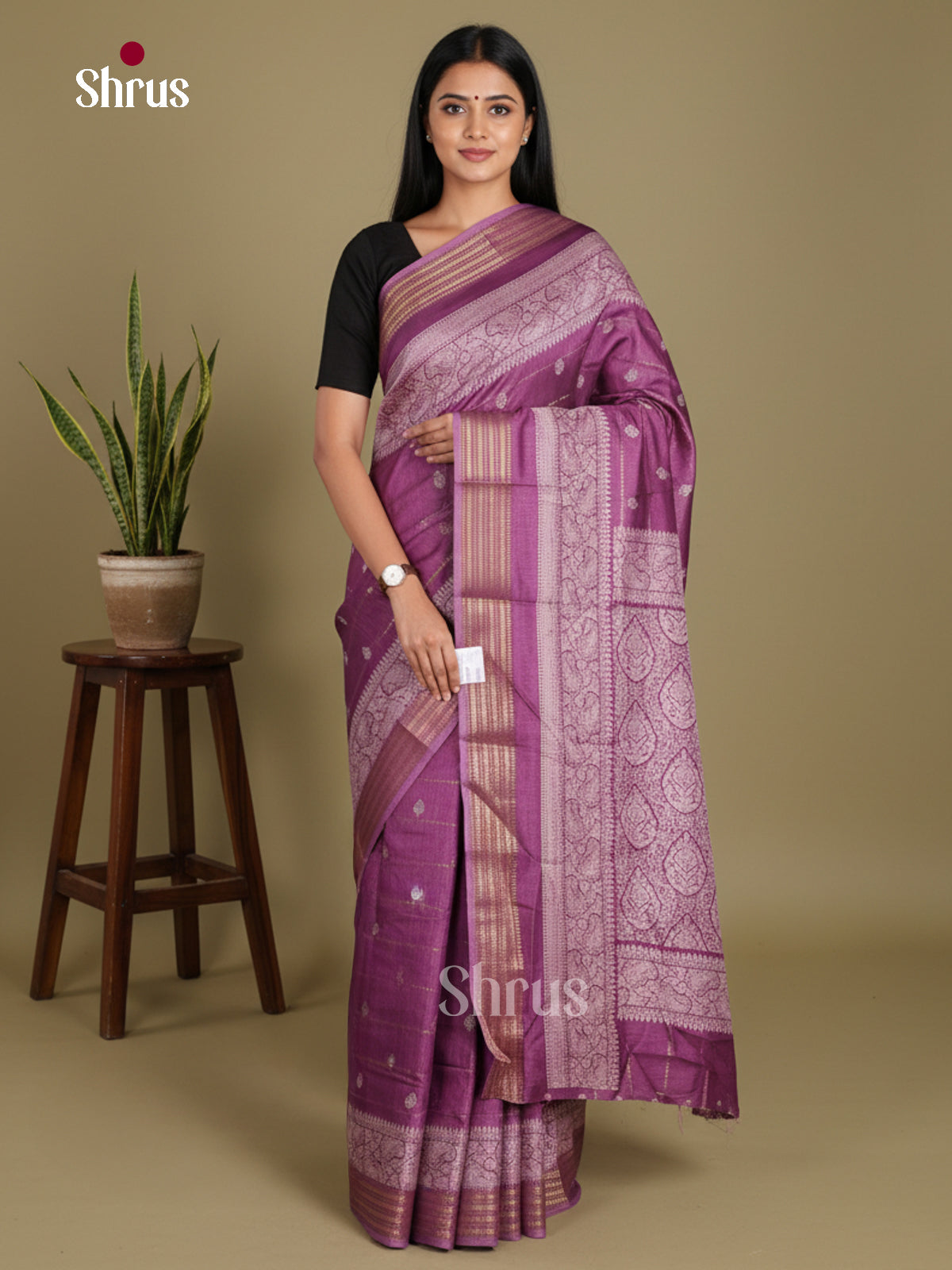 DJS24195 - Semi Crepe Saree - Shop on Shrus.com