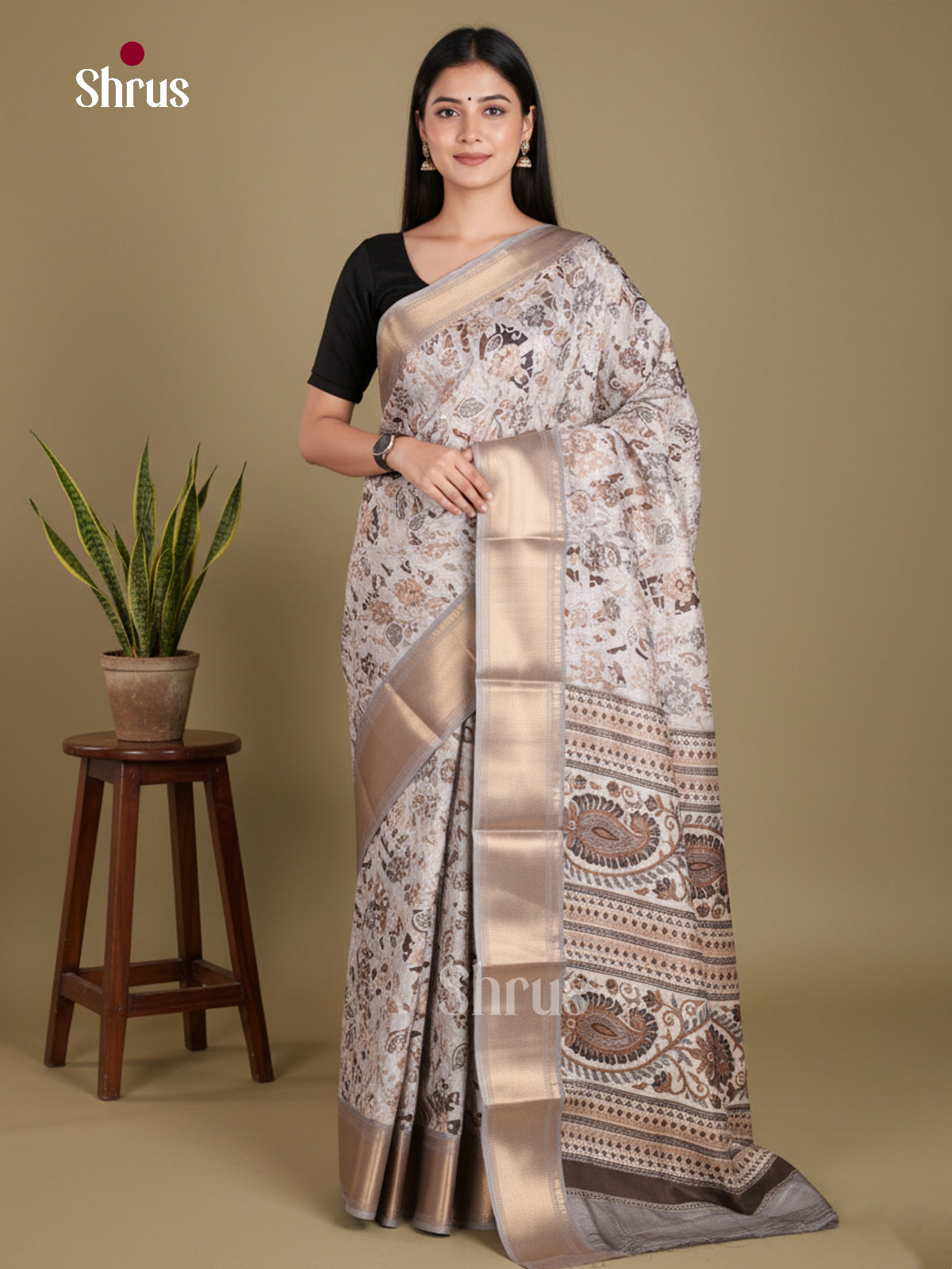 DJS24211 - Semi Crepe Saree - Shop on Shrus.com