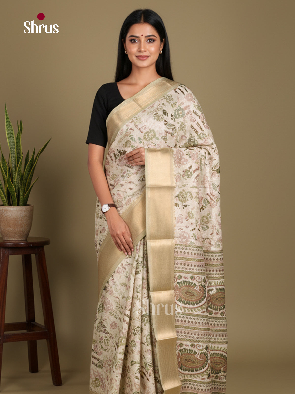 DJS24219 - Semi Crepe Saree - Shop on Shrus.com