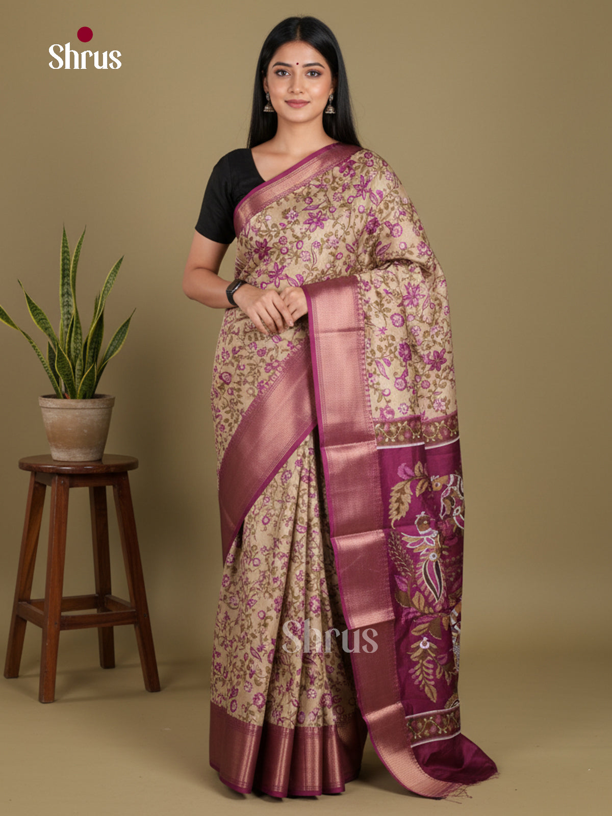 DJS24223 - Semi Crepe Saree - Shop on Shrus.com