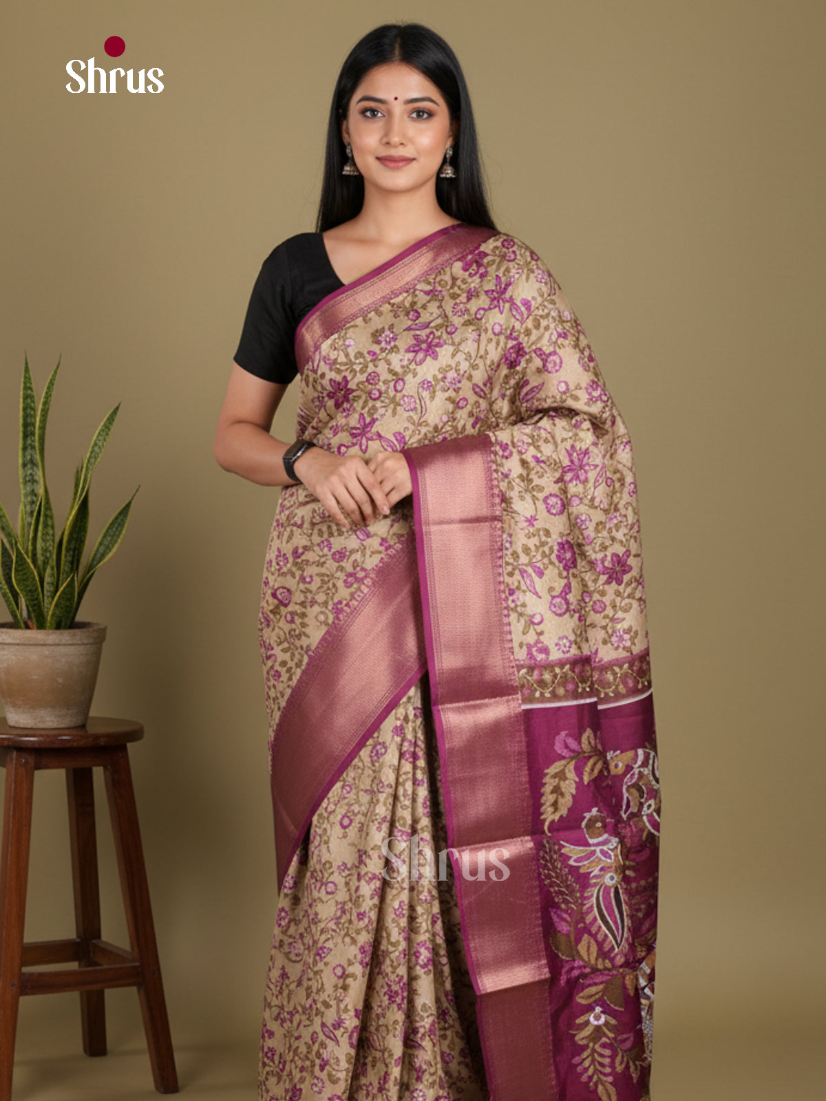 DJS24223 - Semi Crepe Saree - Shop on Shrus.com