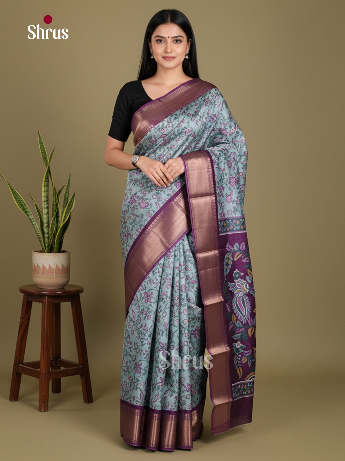 DJS24236 - Semi Crepe Saree - Shop on Shrus.com