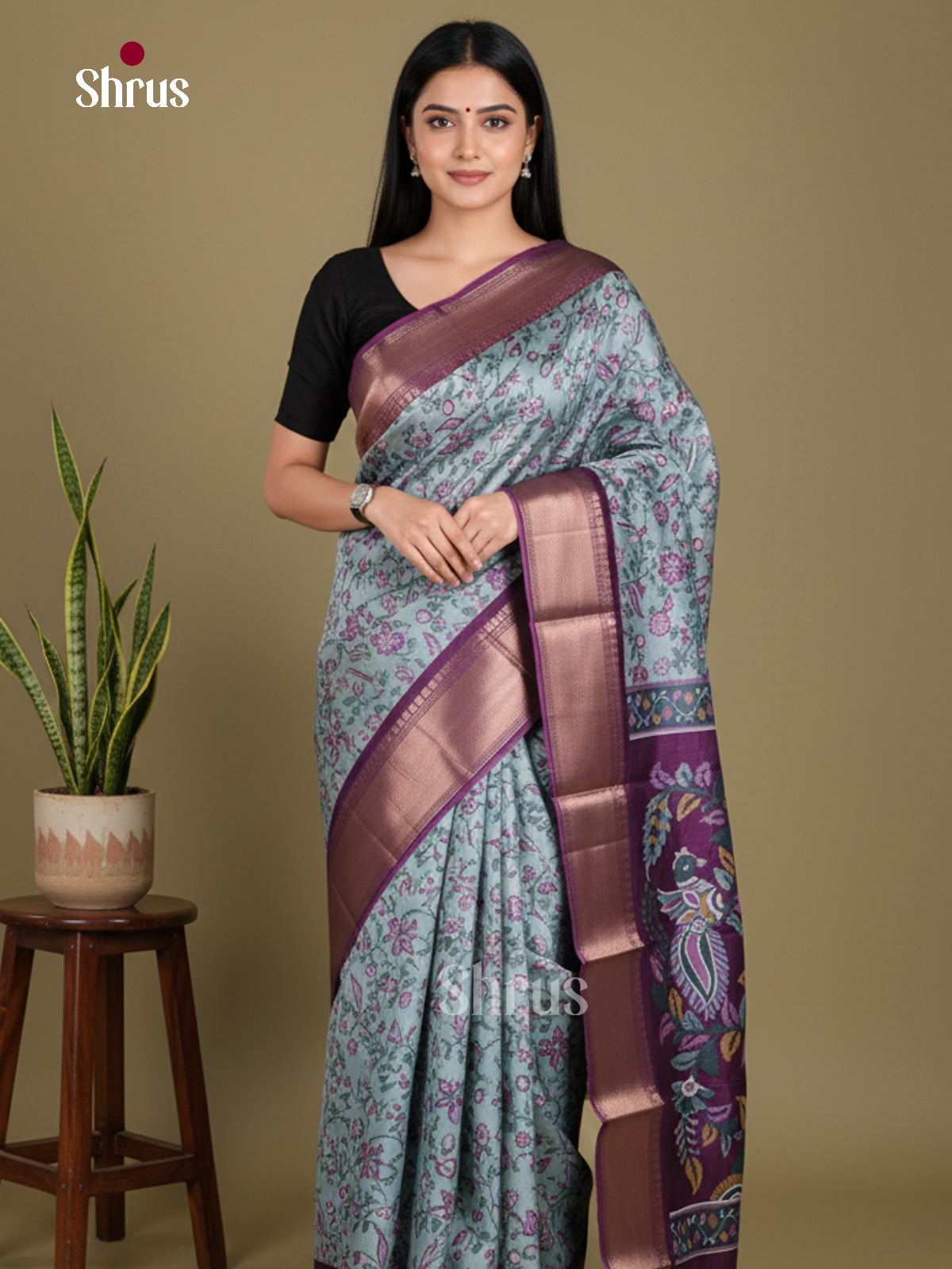 DJS24236 - Semi Crepe Saree - Shop on Shrus.com