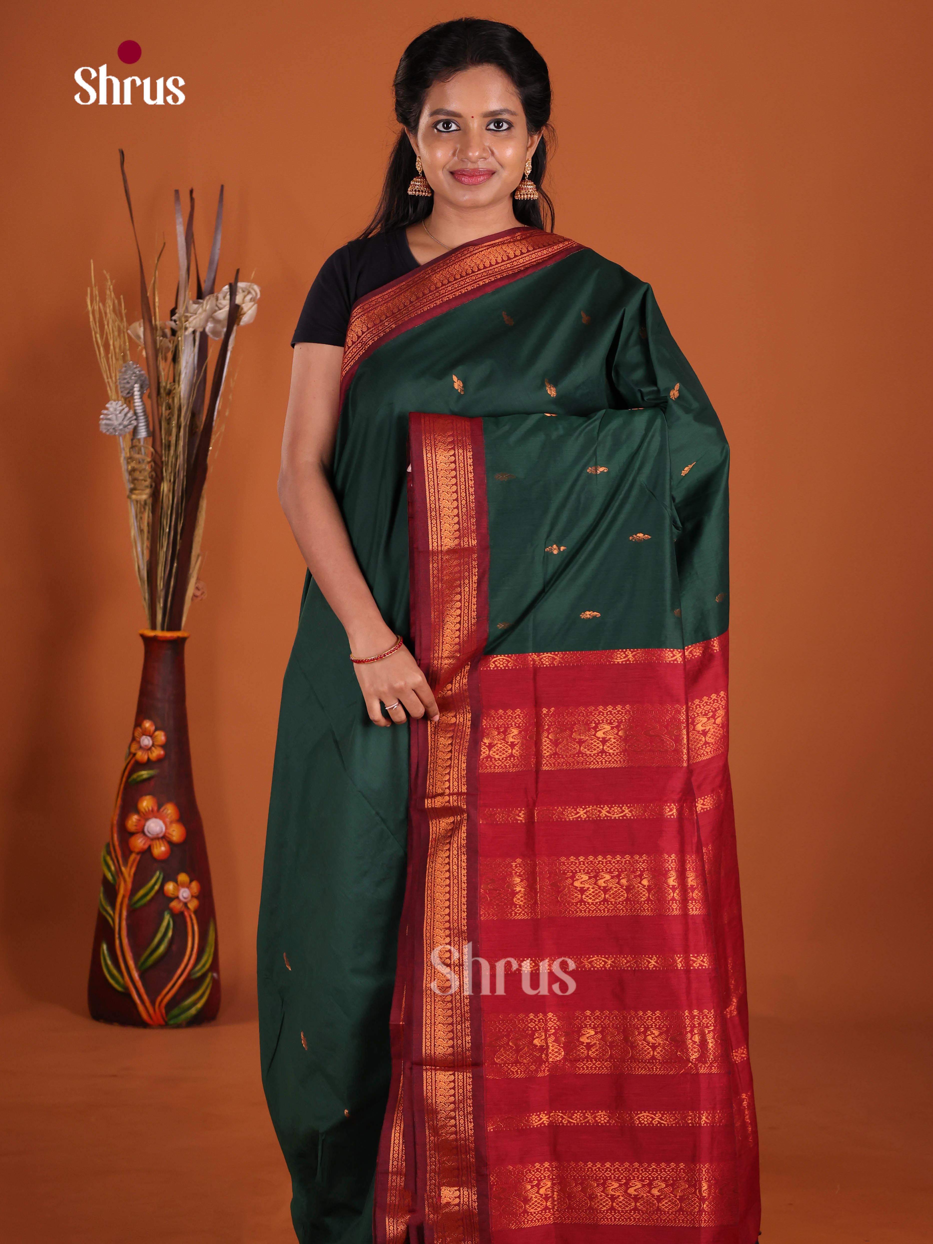 Green & Red- Kalyani Cotton Saree