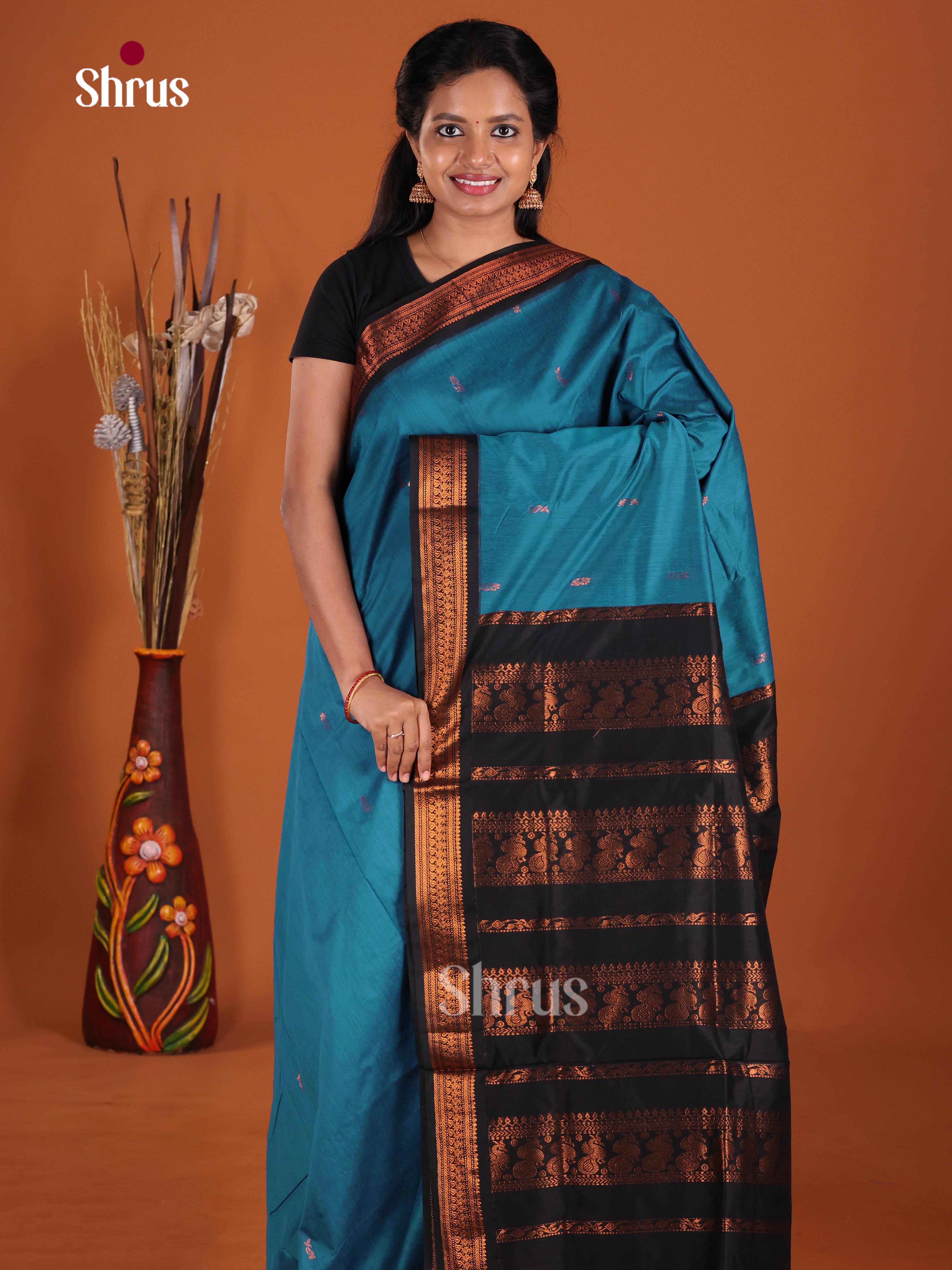 Blue & Black- Kalyani Cotton Saree