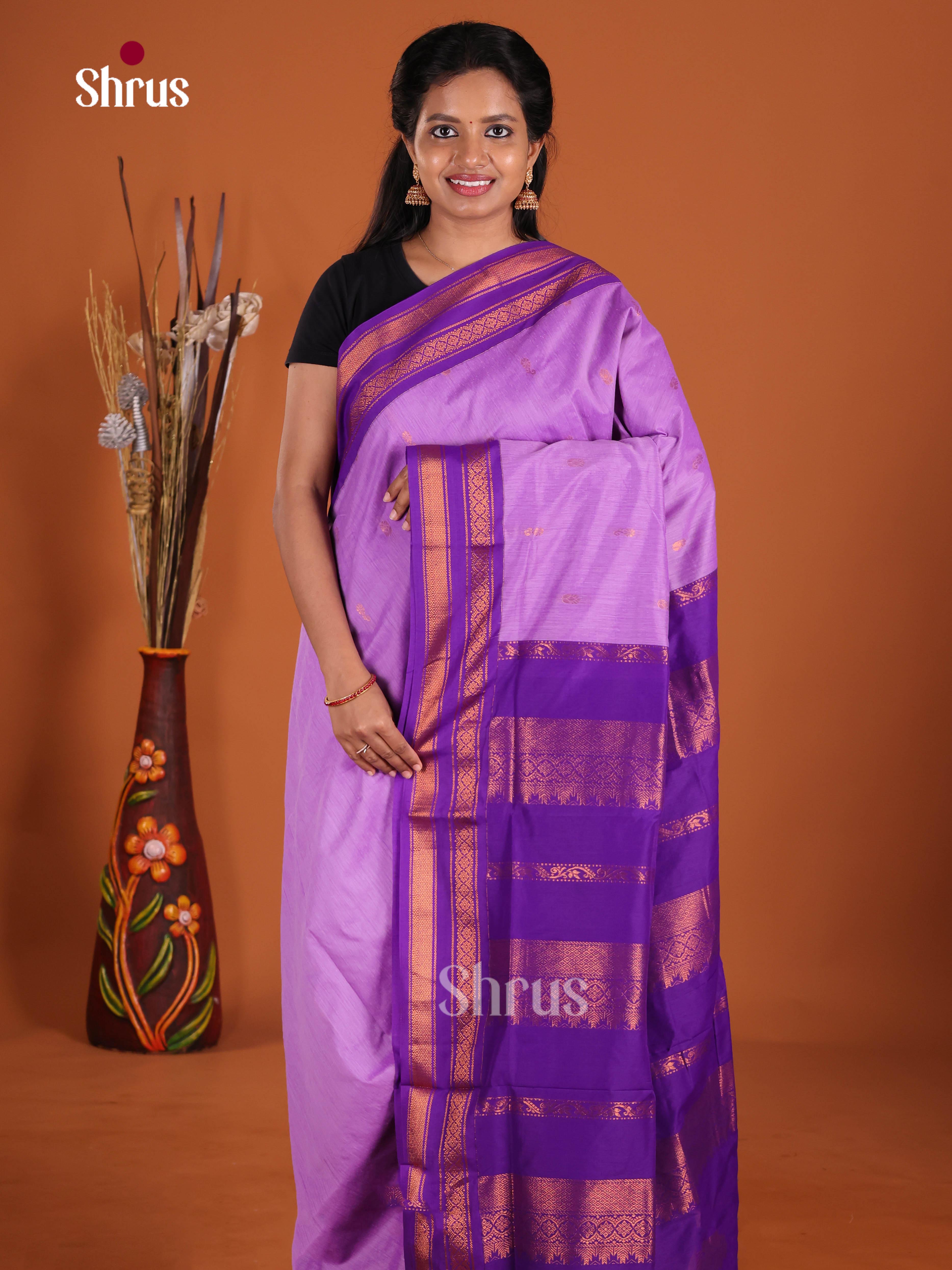 Lilac & Purple - Kalyani Cotton Saree
