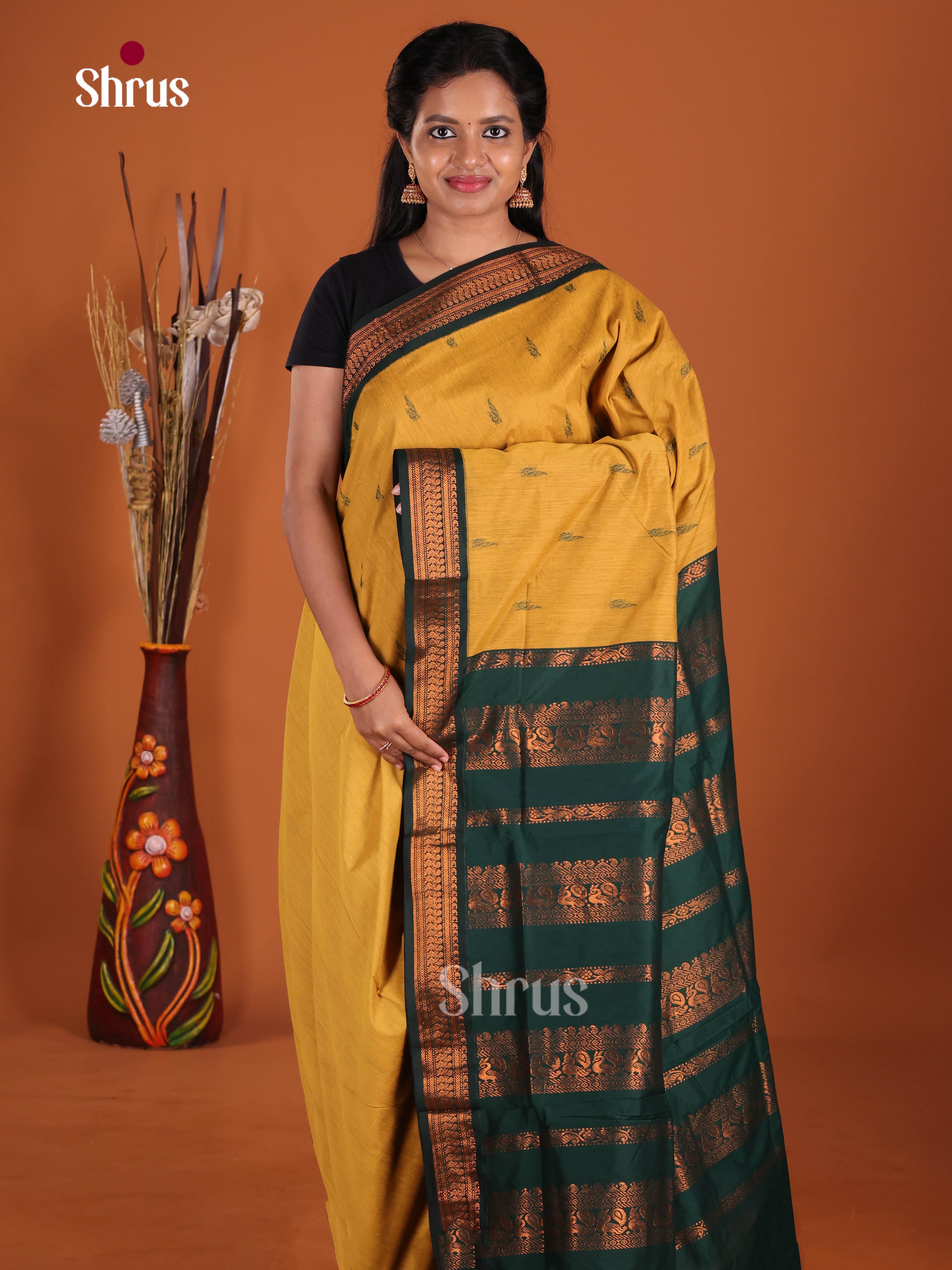 Mustard & Green - Kalyani Cotton Saree