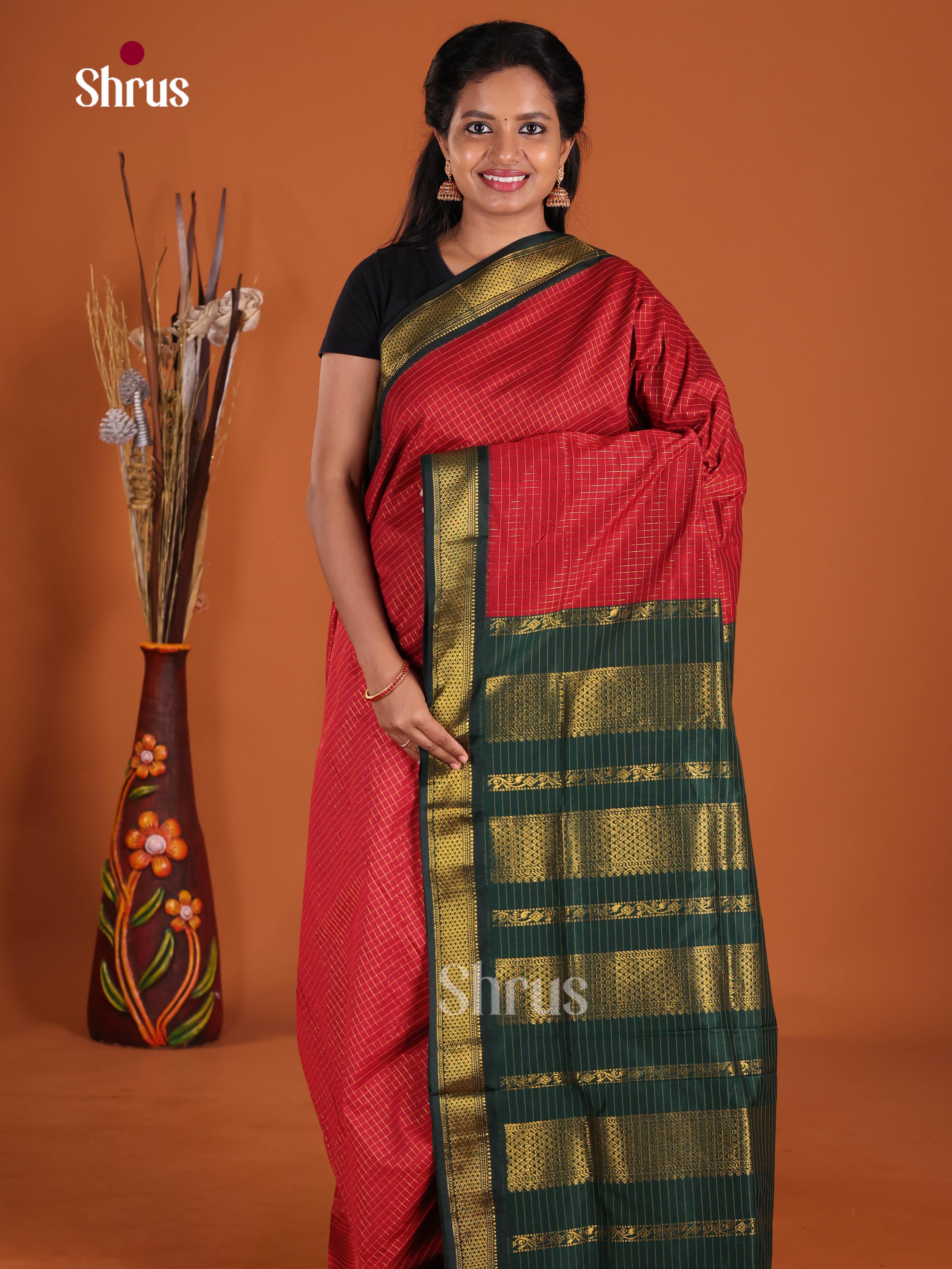 Red & Green - Kalyani Cotton Saree