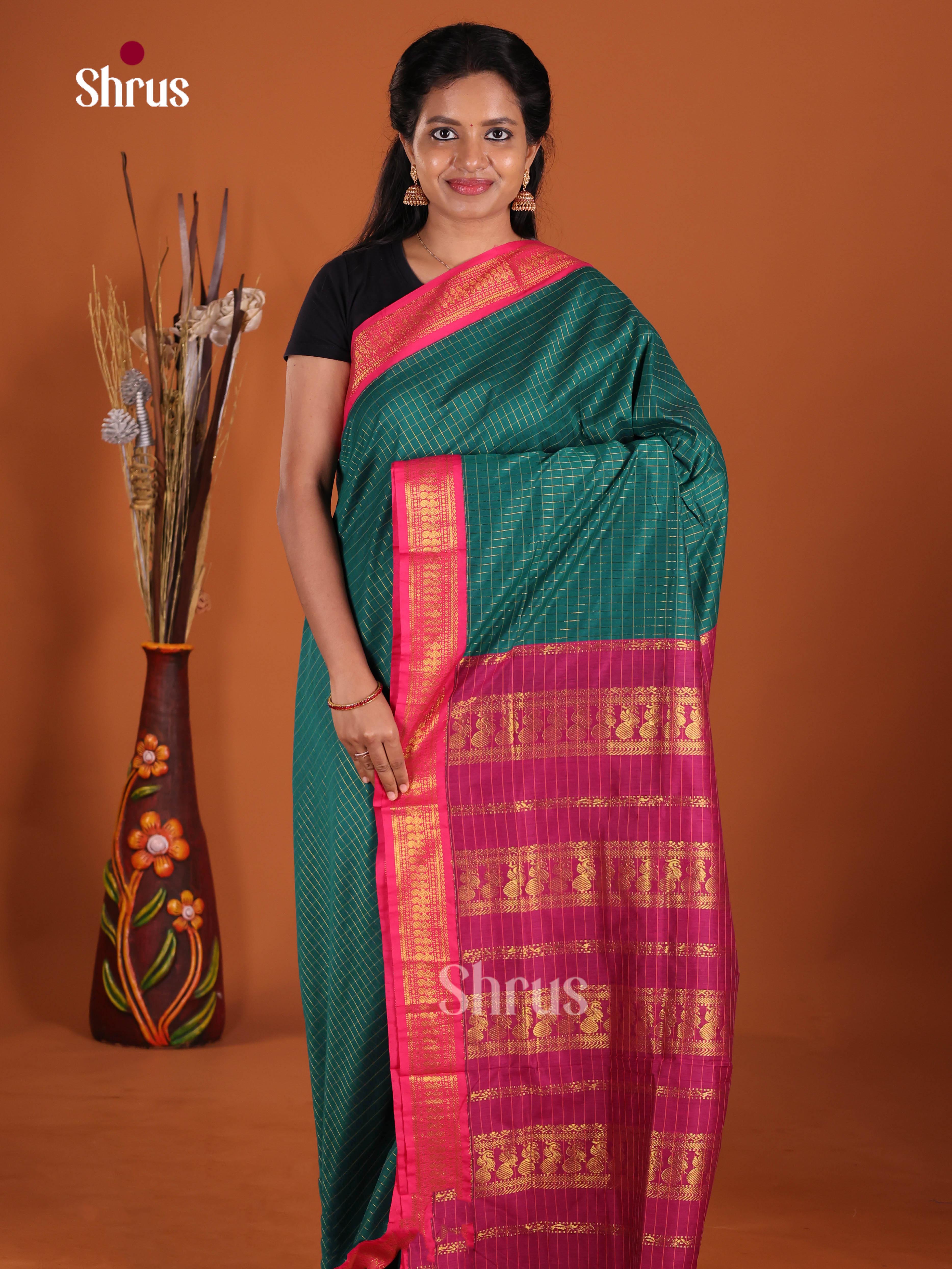 Green & Purple - Kalyani Cotton Saree - Shop on Shrus.com