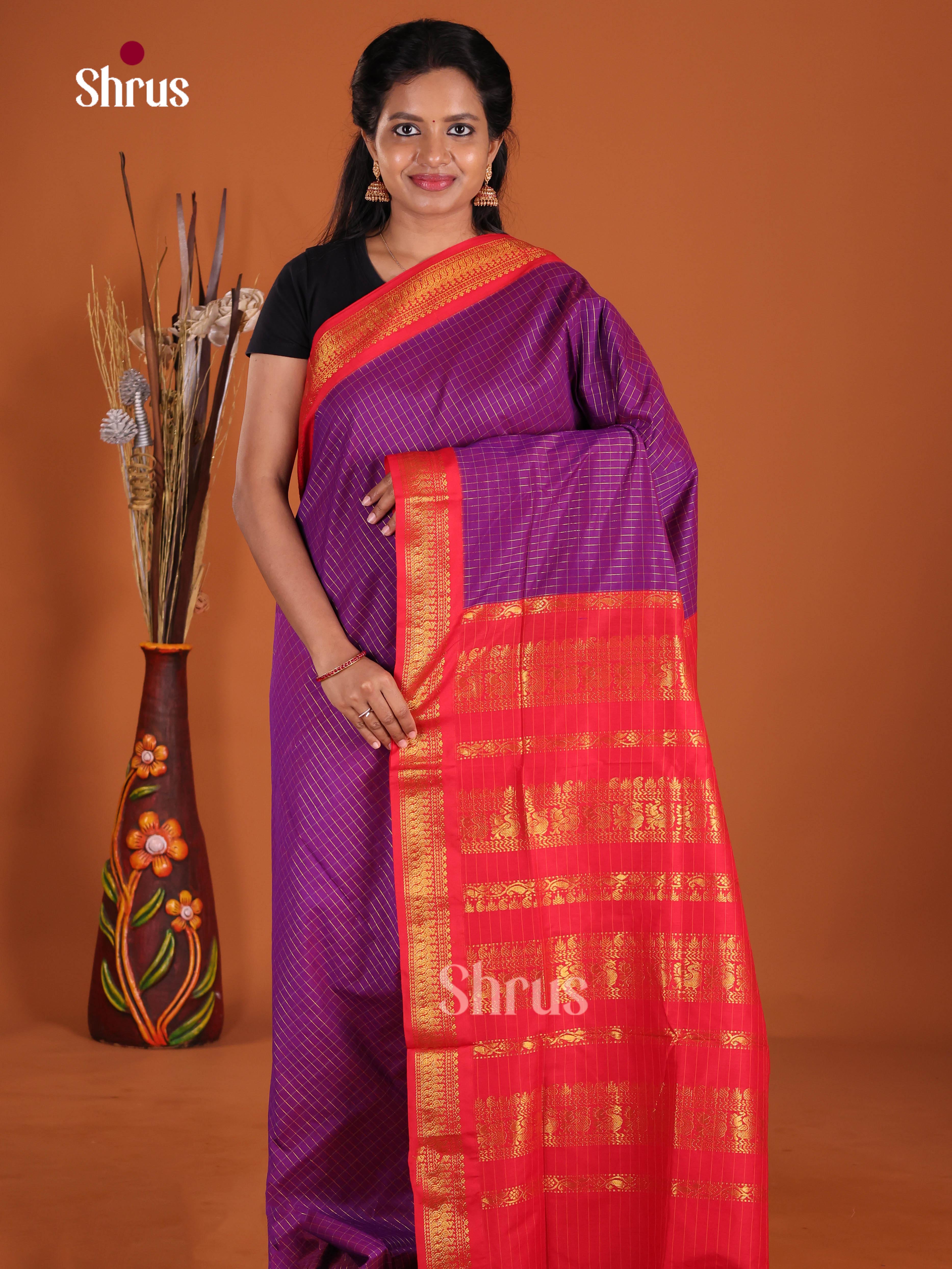 Violet & Red - Kalyani Cotton Saree