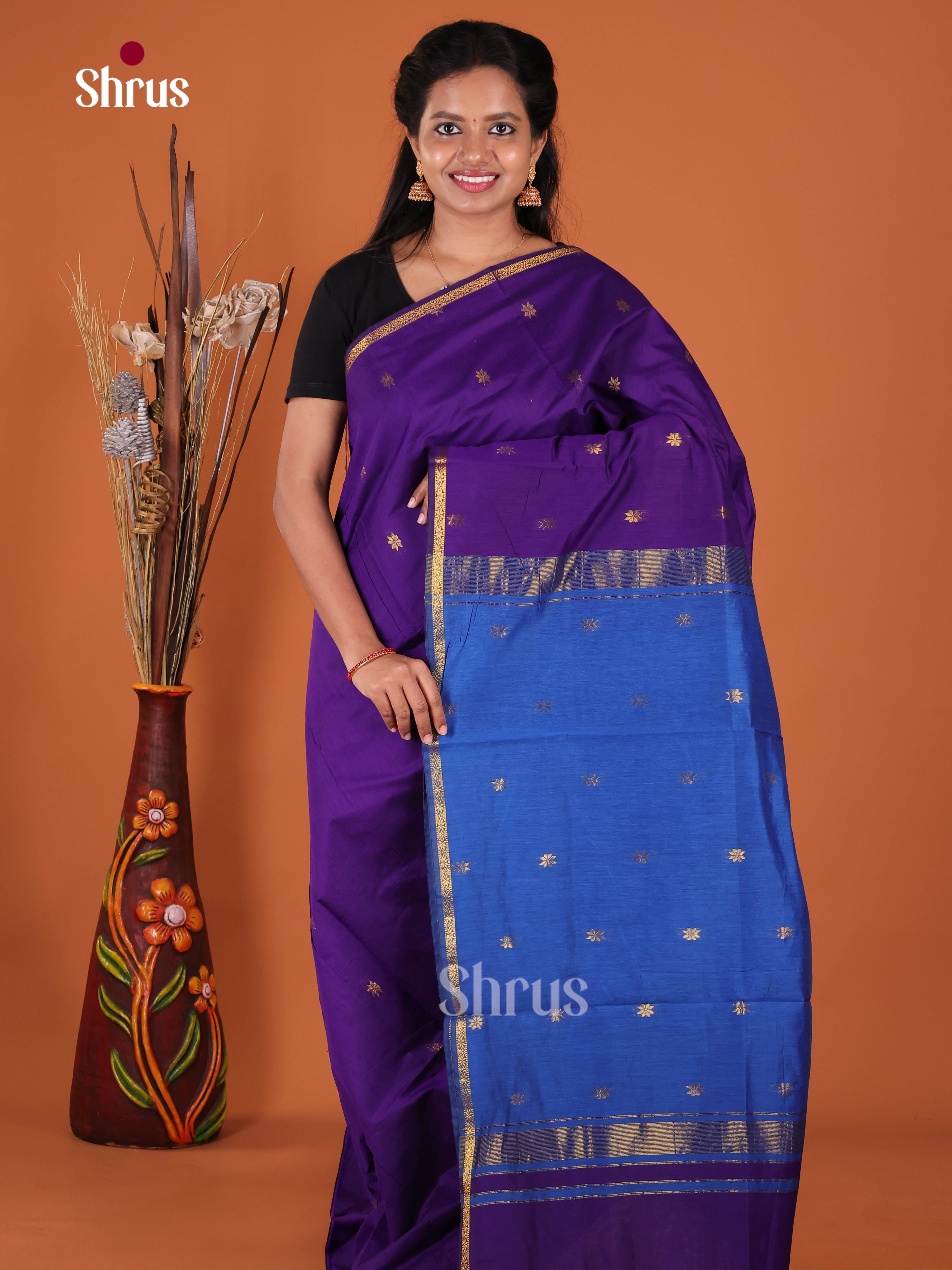 DJS24328 - Semi Maheshwari Saree - Shop on Shrus.com