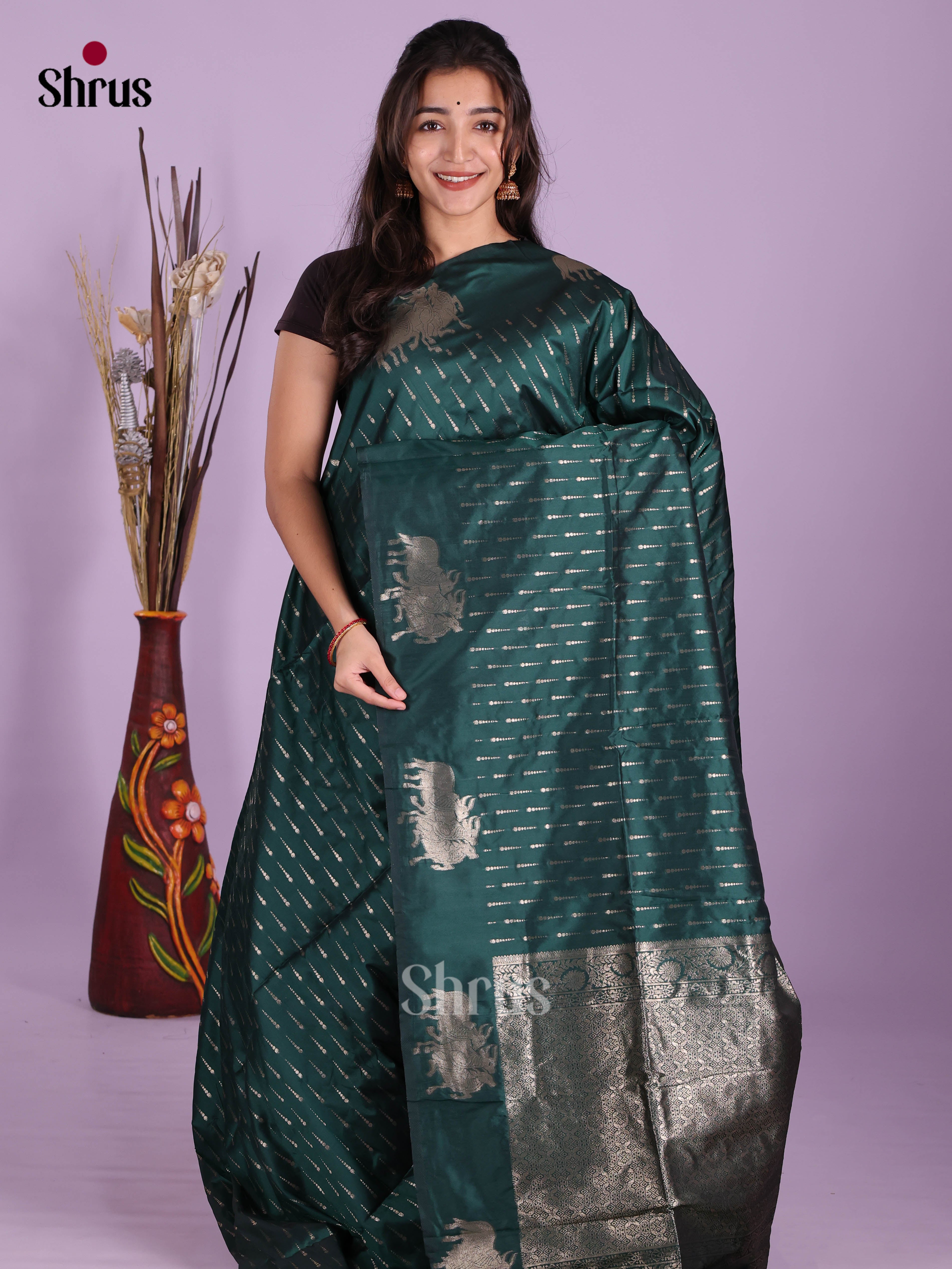 Green - Semi Softsilk Saree
