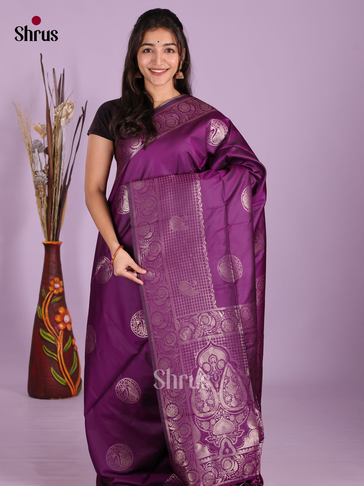 Violet - Semi Softsilk Saree