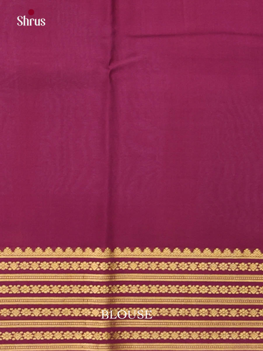 Charming Light Green & Purple  Mysore Silk Saree with contrast zari border