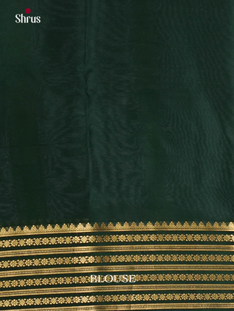 Lustrous Mambazha Yellow & Green Mysore Silk Saree with contrast zari border - Shop on Shrus.com