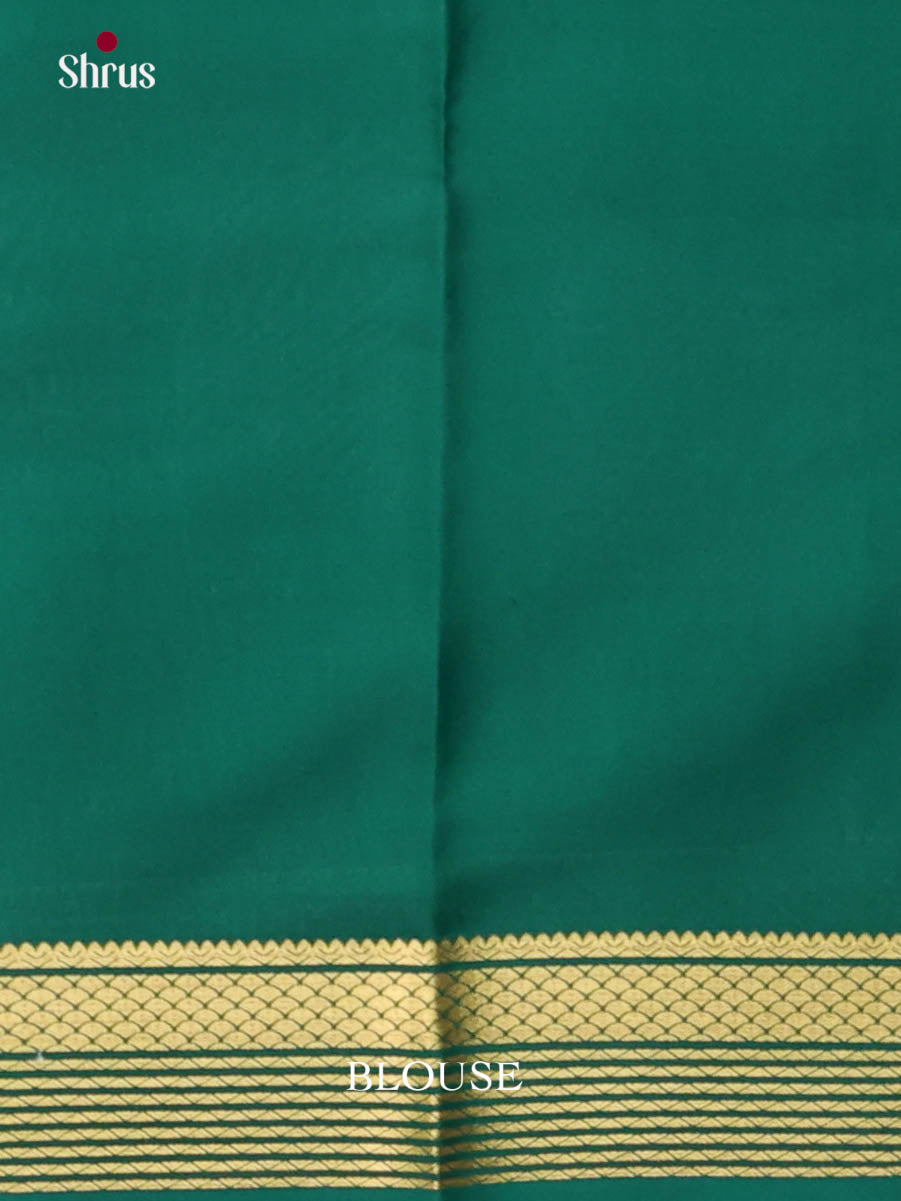 Classy Brown & Green Mysore Silk Saree with traditional zari striped pallu