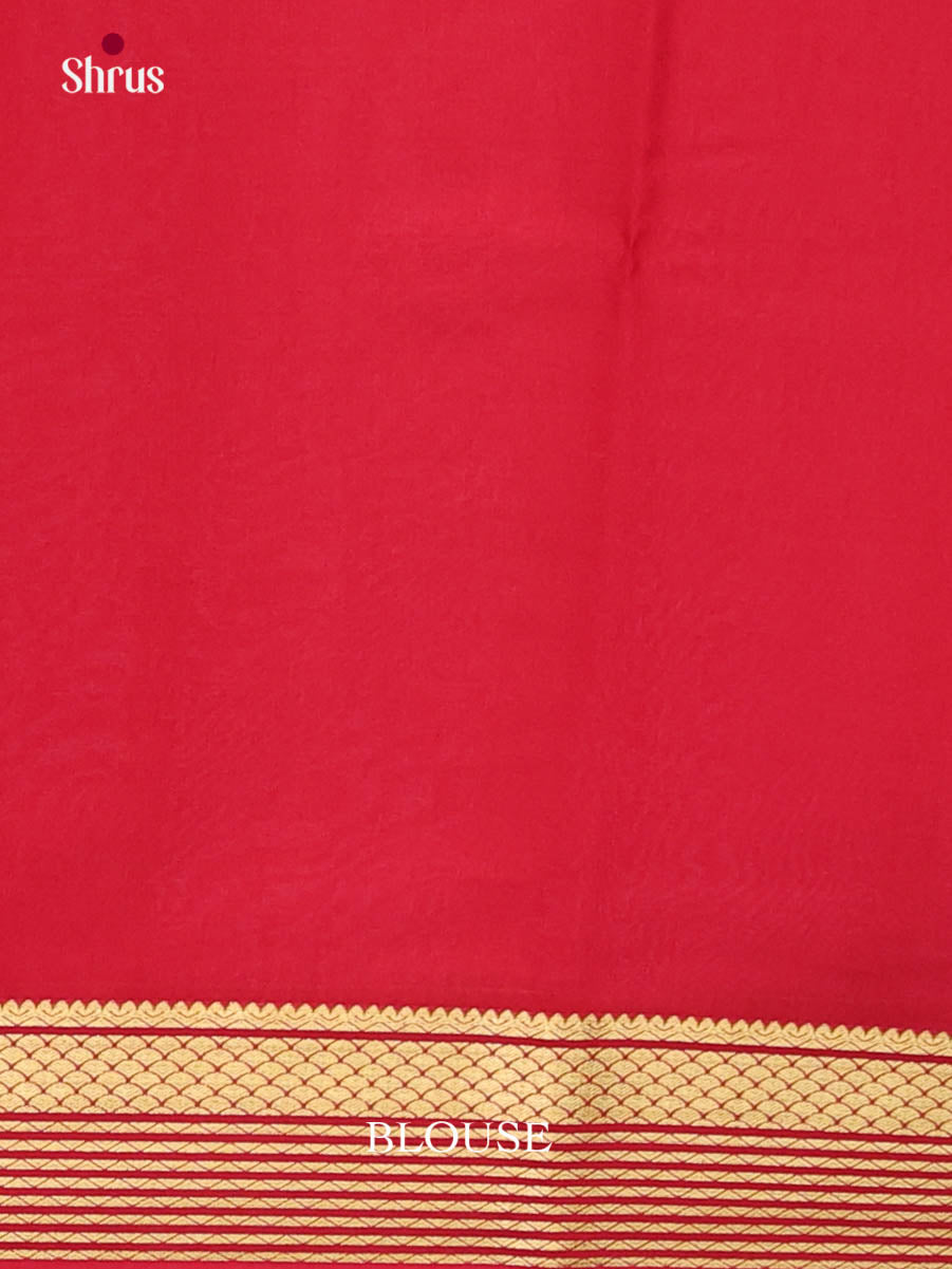 Glorious Mustard & Red Mysore Silk Saree with traditional zari stripes
